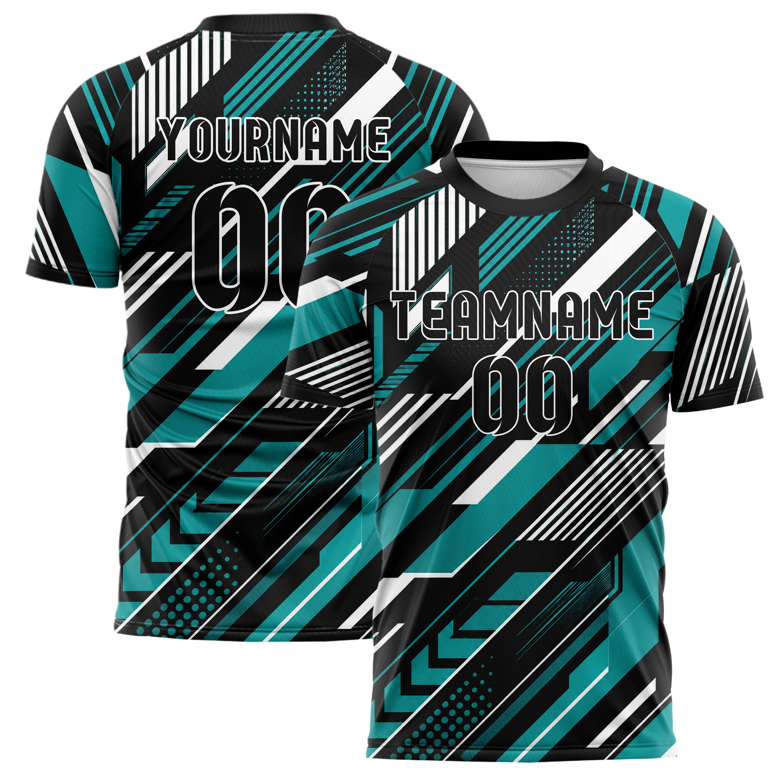 Schwarz lebendiges Streifen Streifen mit Polygon Akzenten Design 13-0053 individuelles Fußballtrikot main