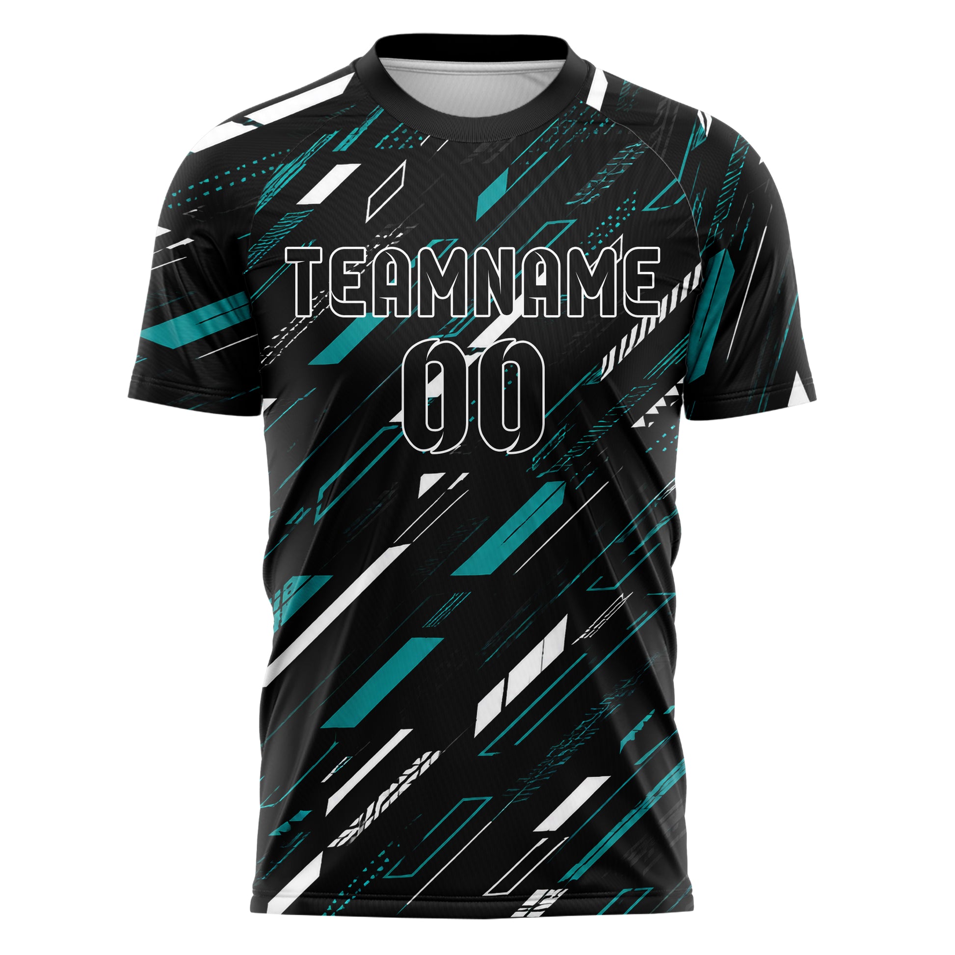 Schwarz lebendiges Streifen Streifen mit Polygon Akzenten Design 13-0113 individuelles Fußballtrikot front