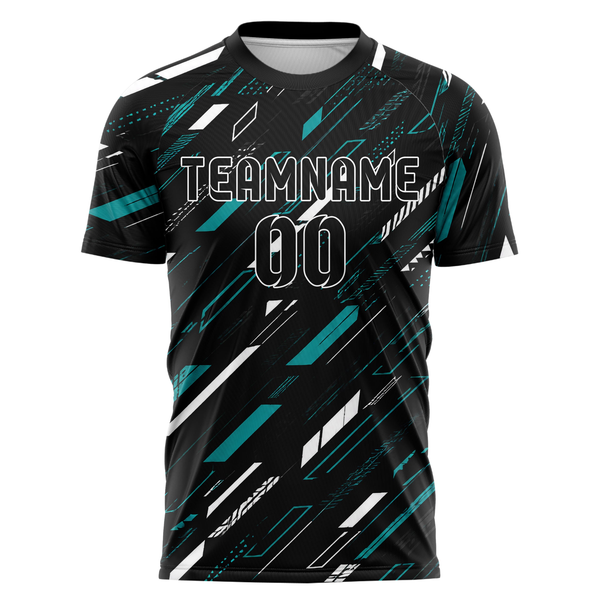 Schwarz lebendiges Streifen Streifen mit Polygon Akzenten Design 13-0113 individuelles Fußballtrikot front
