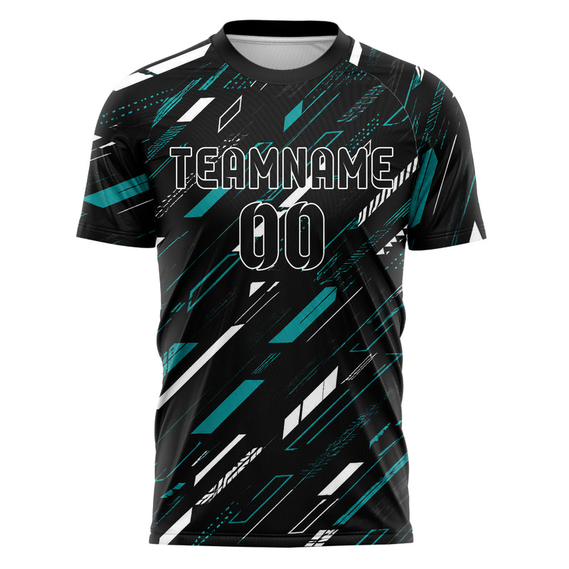 Schwarz lebendiges Streifen Streifen mit Polygon Akzenten Design 13-0113 individuelles Fußballtrikot front