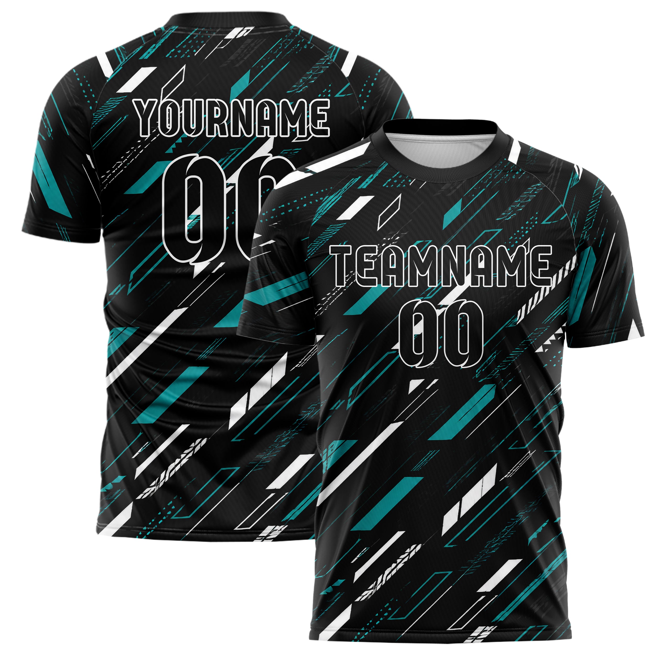 Schwarz lebendiges Streifen Streifen mit Polygon Akzenten Design 13-0113 individuelles Fußballtrikot main