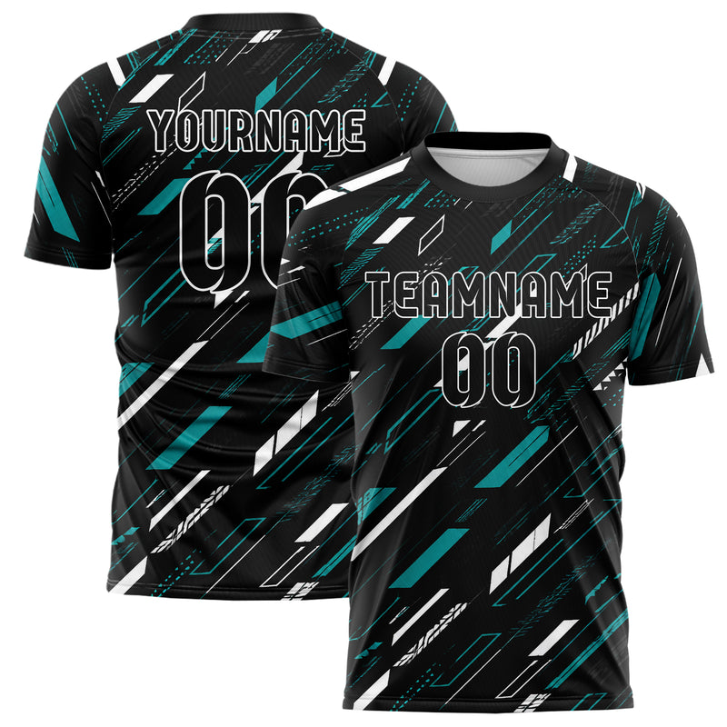 Schwarz lebendiges Streifen Streifen mit Polygon Akzenten Design 13-0113 individuelles Fußballtrikot main