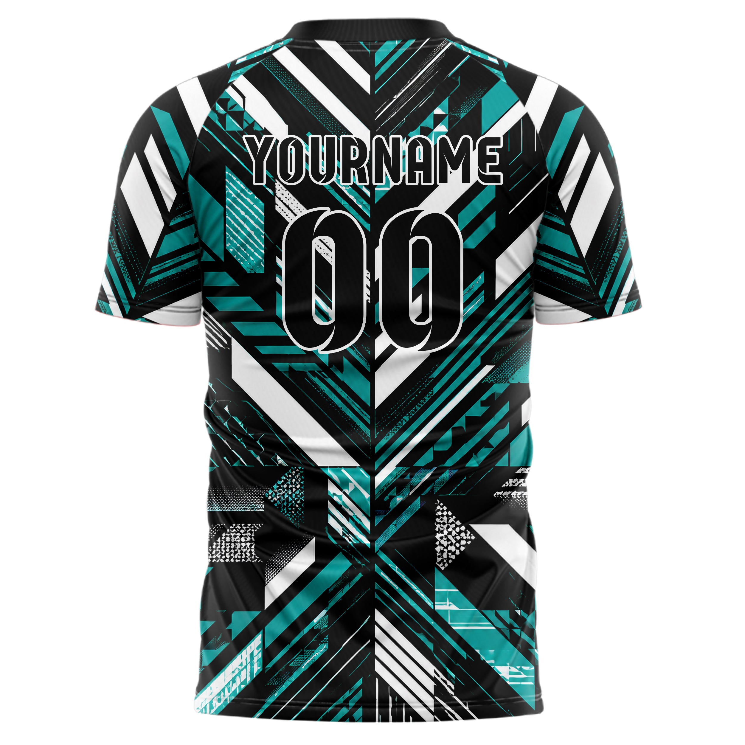 Schwarz lebendiges Streifen Streifen mit Polygon Akzenten Design 13-0125 individuelles Fußballtrikot back
