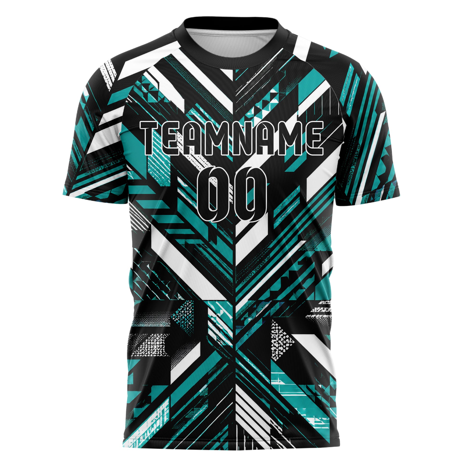 Schwarz lebendiges Streifen Streifen mit Polygon Akzenten Design 13-0125 individuelles Fußballtrikot front