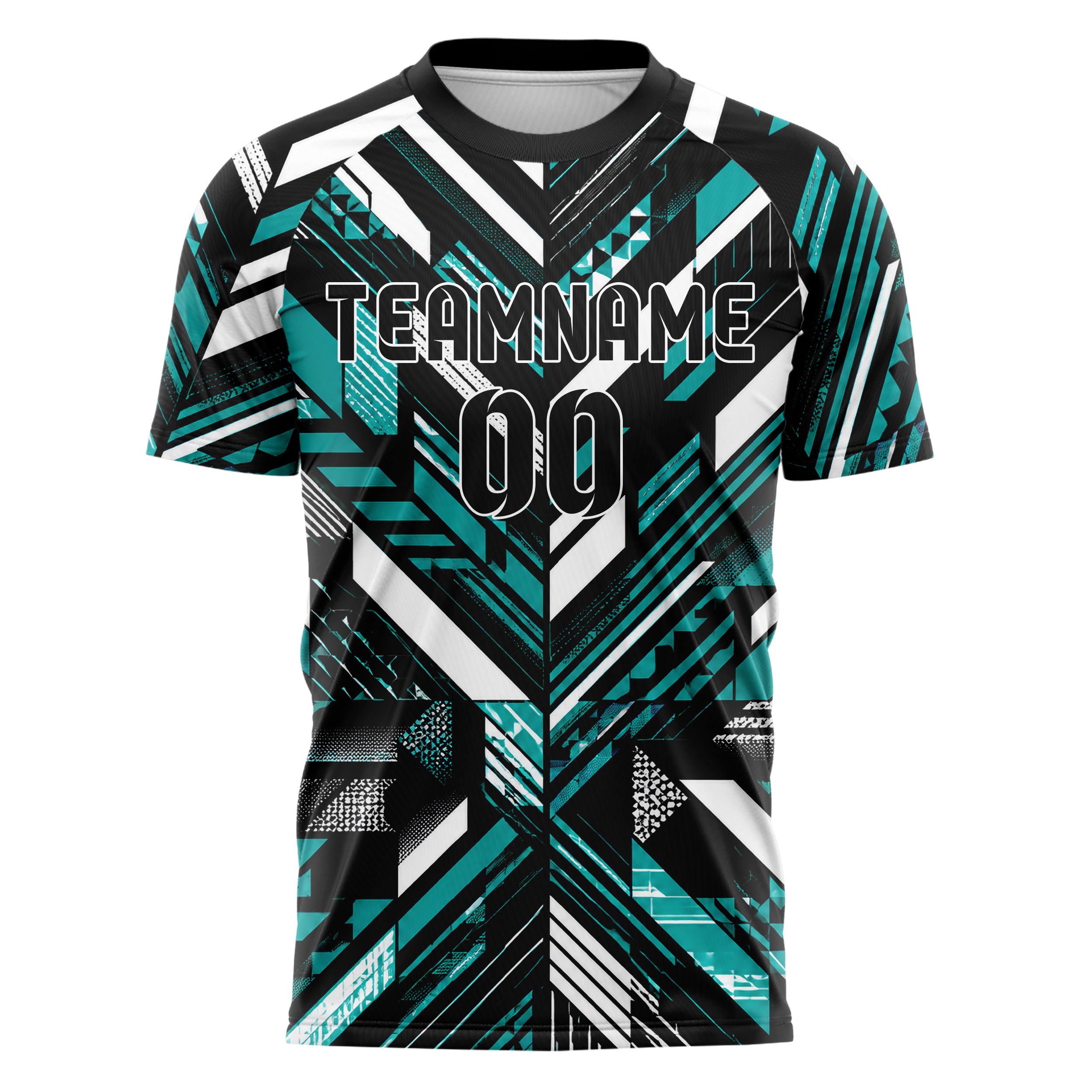 Schwarz lebendiges Streifen Streifen mit Polygon Akzenten Design 13-0125 individuelles Fußballtrikot front
