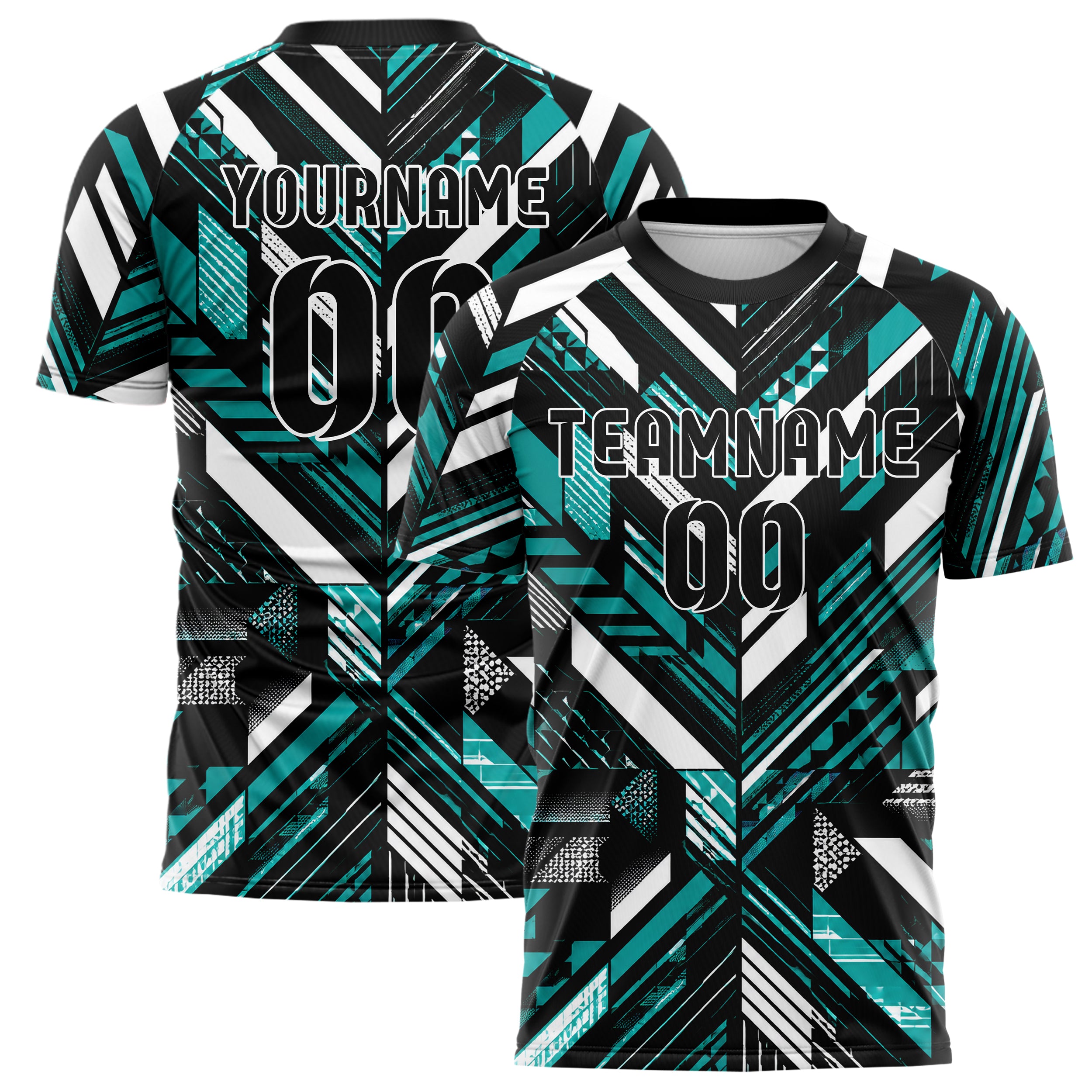 Schwarz lebendiges Streifen Streifen mit Polygon Akzenten Design 13-0125 individuelles Fußballtrikot main