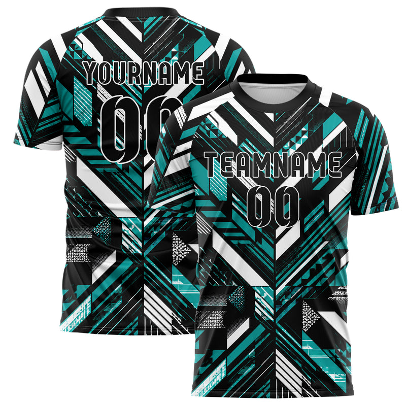 Schwarz lebendiges Streifen Streifen mit Polygon Akzenten Design 13-0125 individuelles Fußballtrikot main