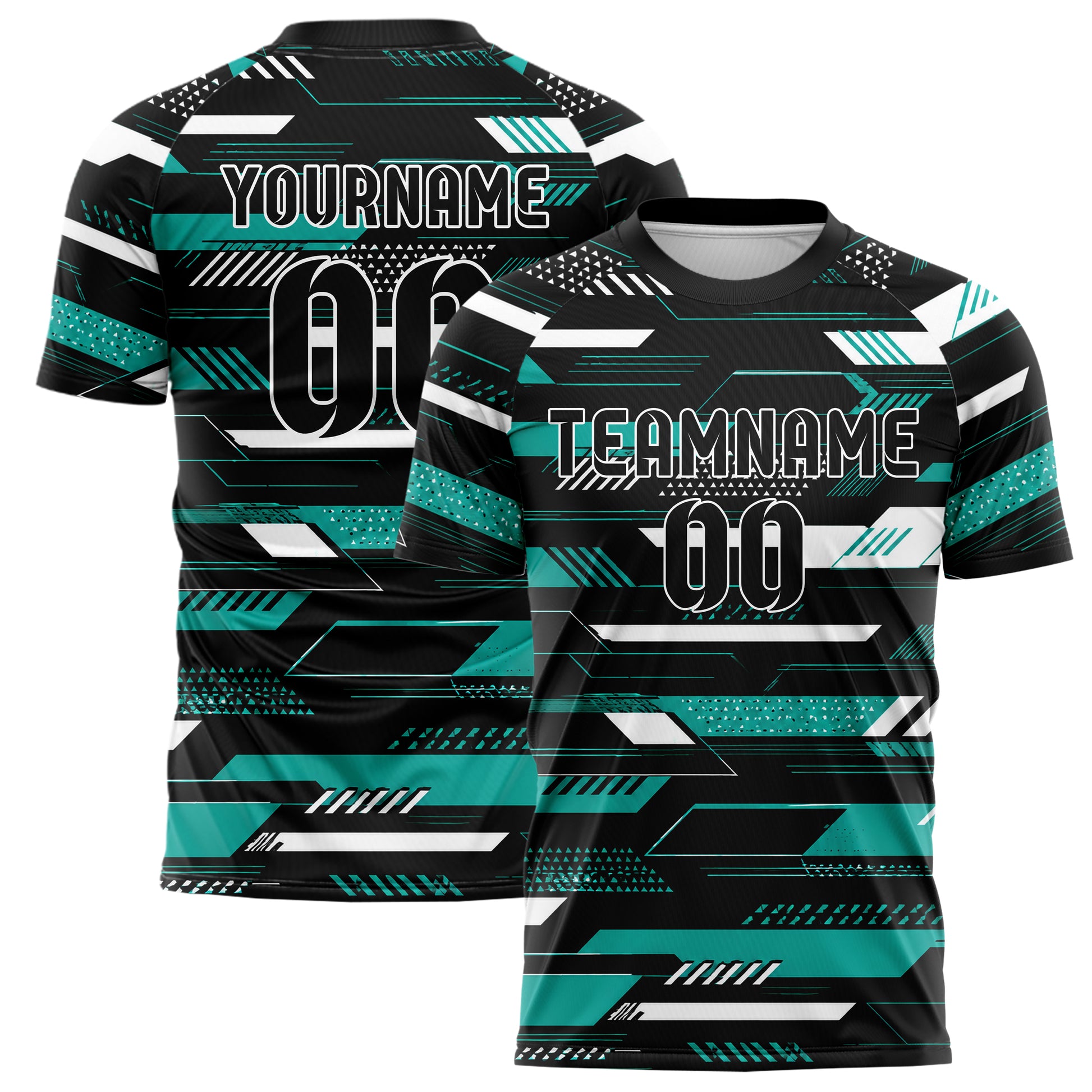 Schwarz lebendiges Streifen Streifen mit Polygon Akzenten Design 13-0173 individuelles Fußballtrikot main