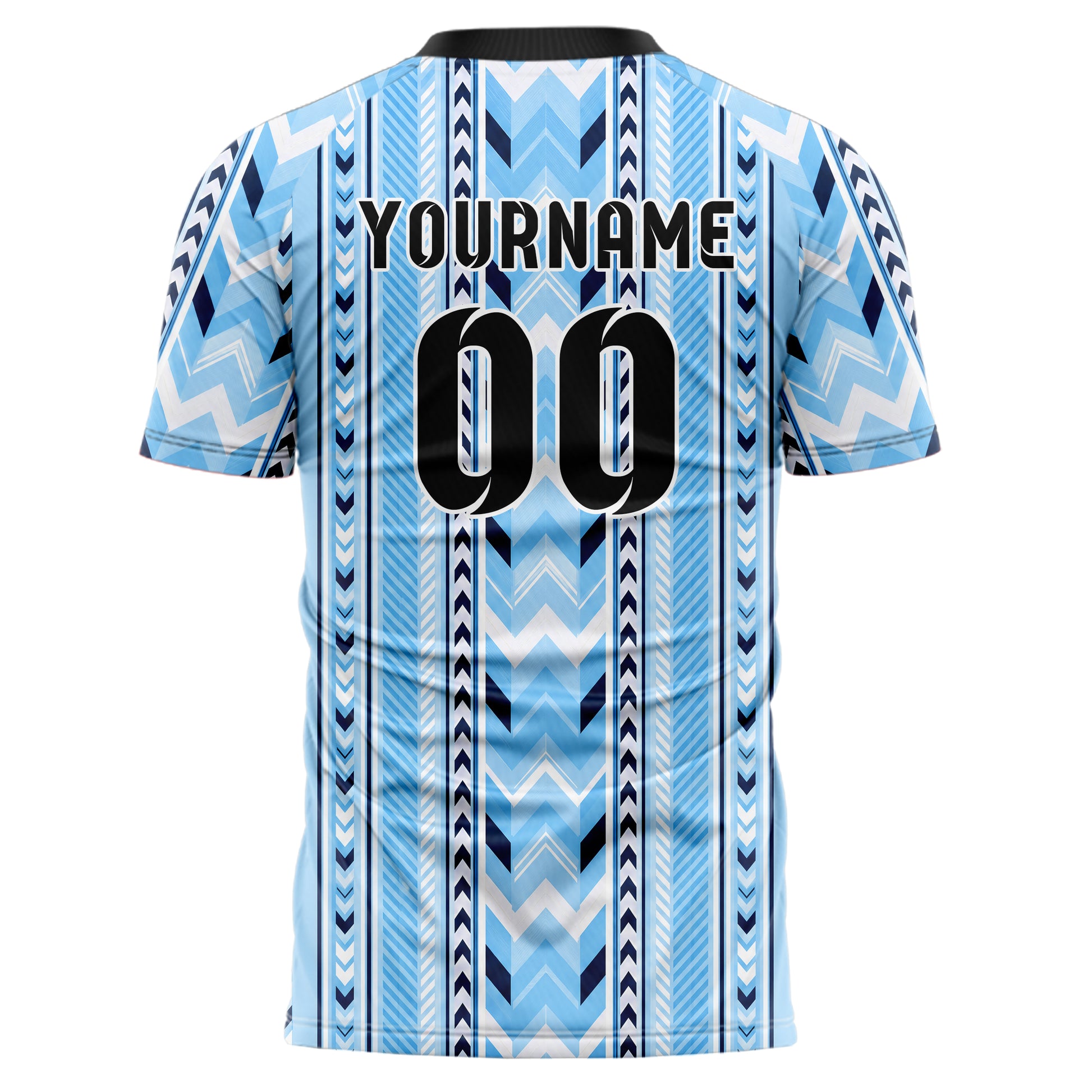 Hellblau klassisches Streifen Chevron Streifen Design 13-0007 individuelles Fußballtrikot back