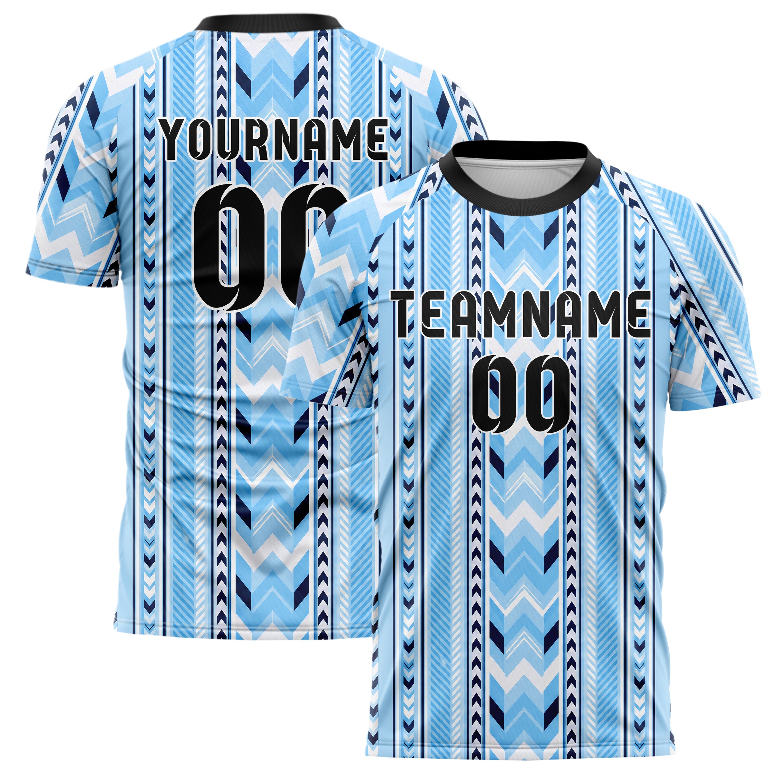 Hellblau klassisches Streifen Chevron Streifen Design 13-0007 individuelles Fußballtrikot main