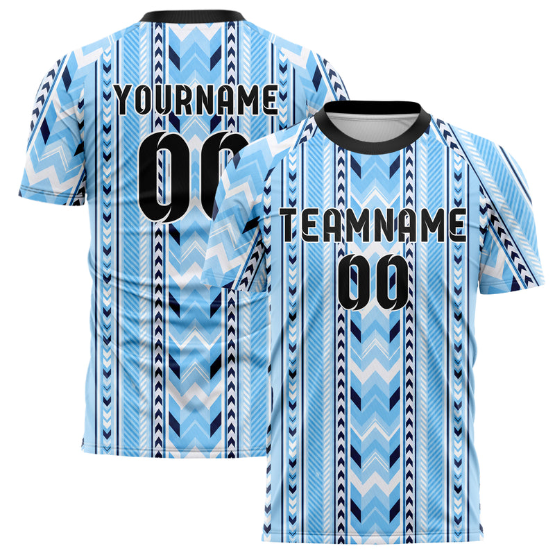 Hellblau klassisches Streifen Chevron Streifen Design 13-0007 individuelles Fußballtrikot main