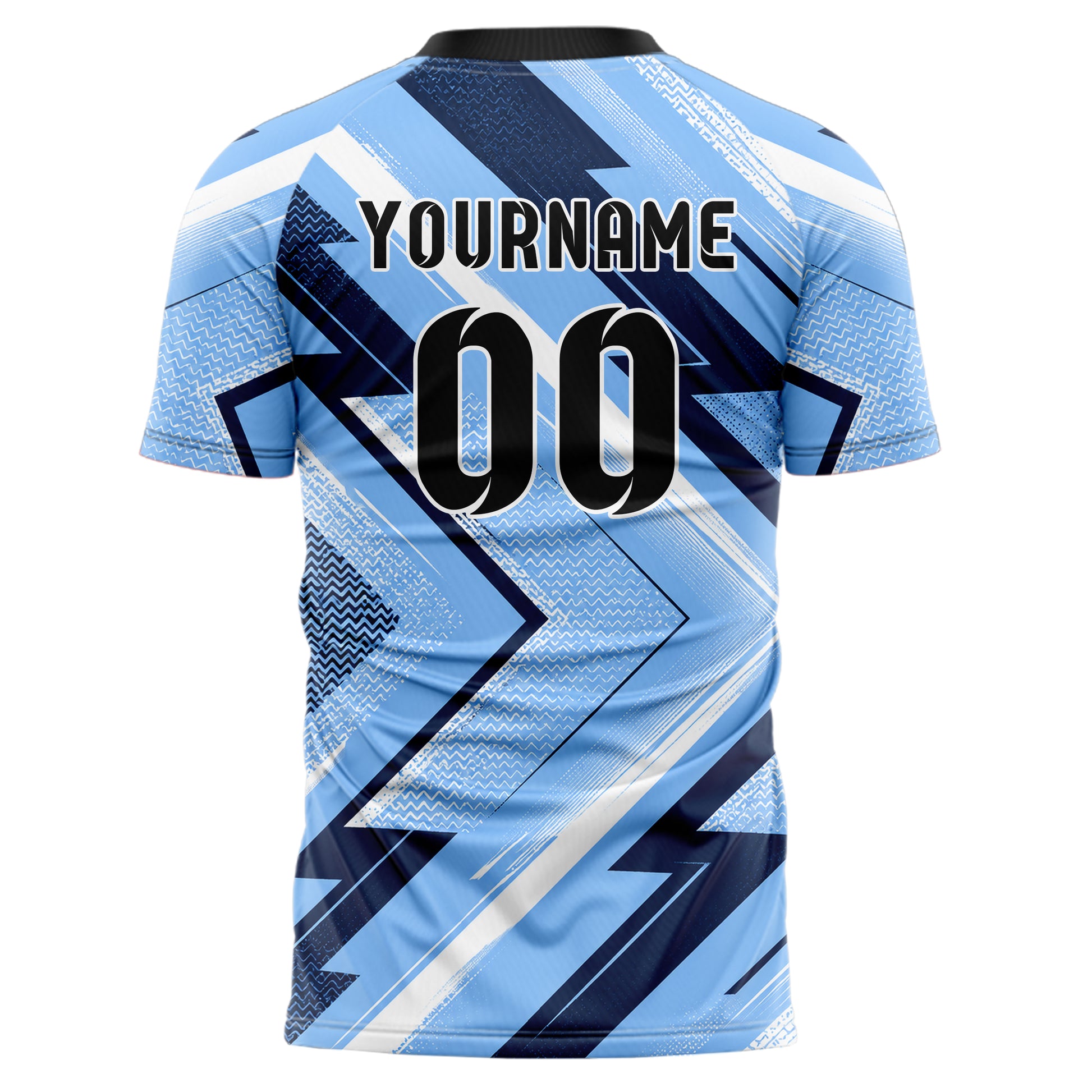 Hellblau klassisches Streifen Chevron Streifen Design 13-0103 individuelles Fußballtrikot back