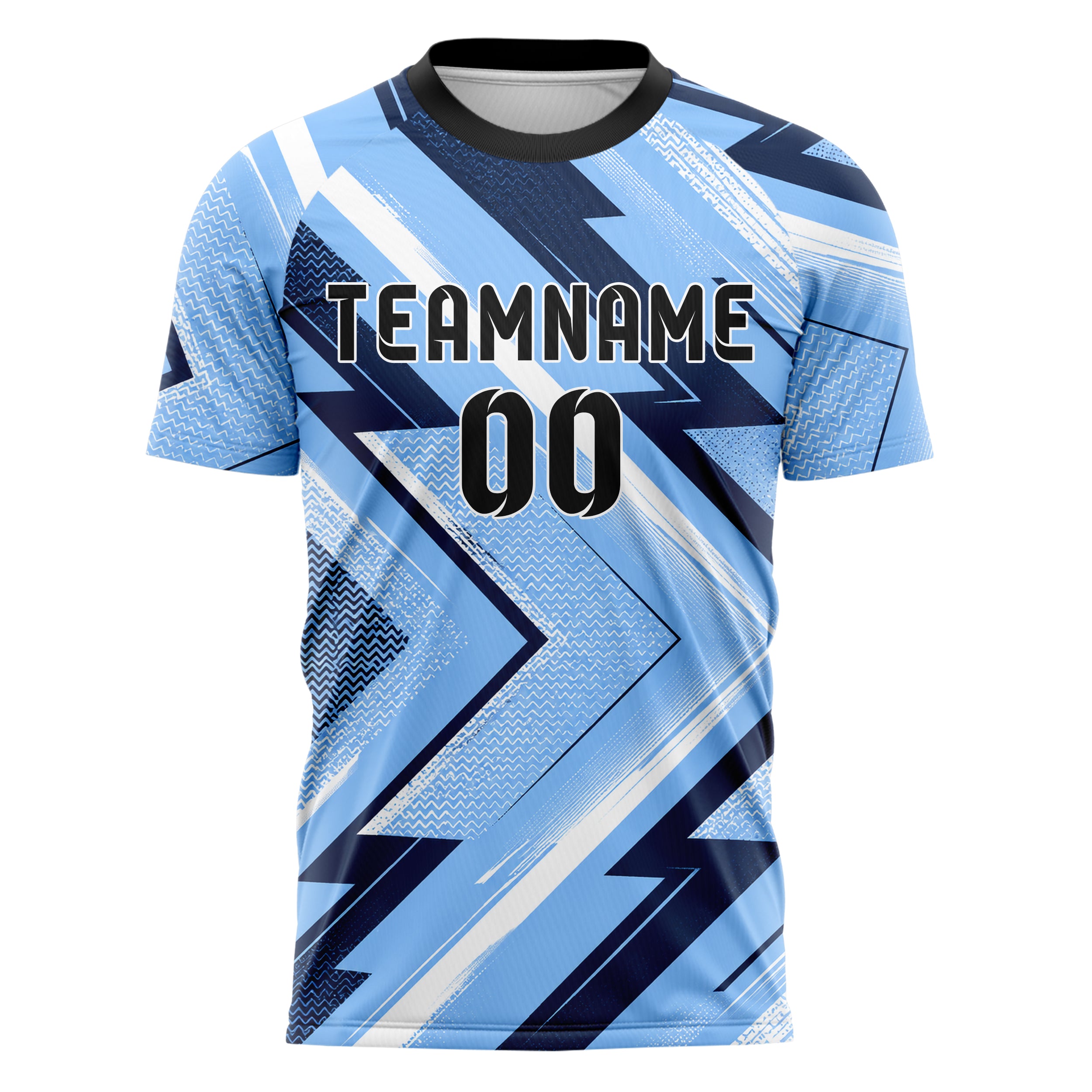 Hellblau klassisches Streifen Chevron Streifen Design 13-0103 individuelles Fußballtrikot front