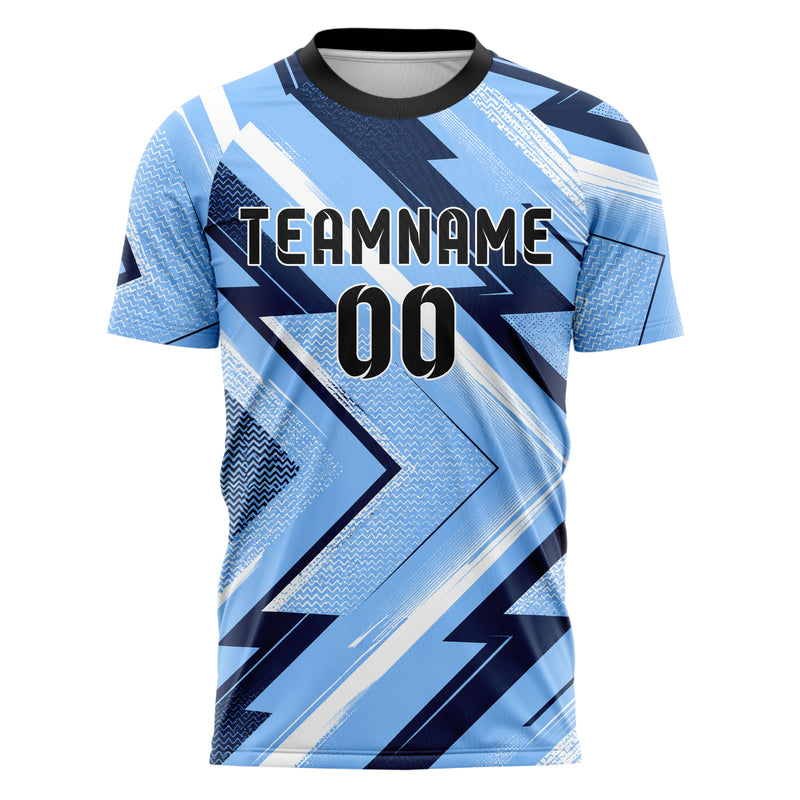 Hellblau klassisches Streifen Chevron Streifen Design 13-0103 individuelles Fußballtrikot front