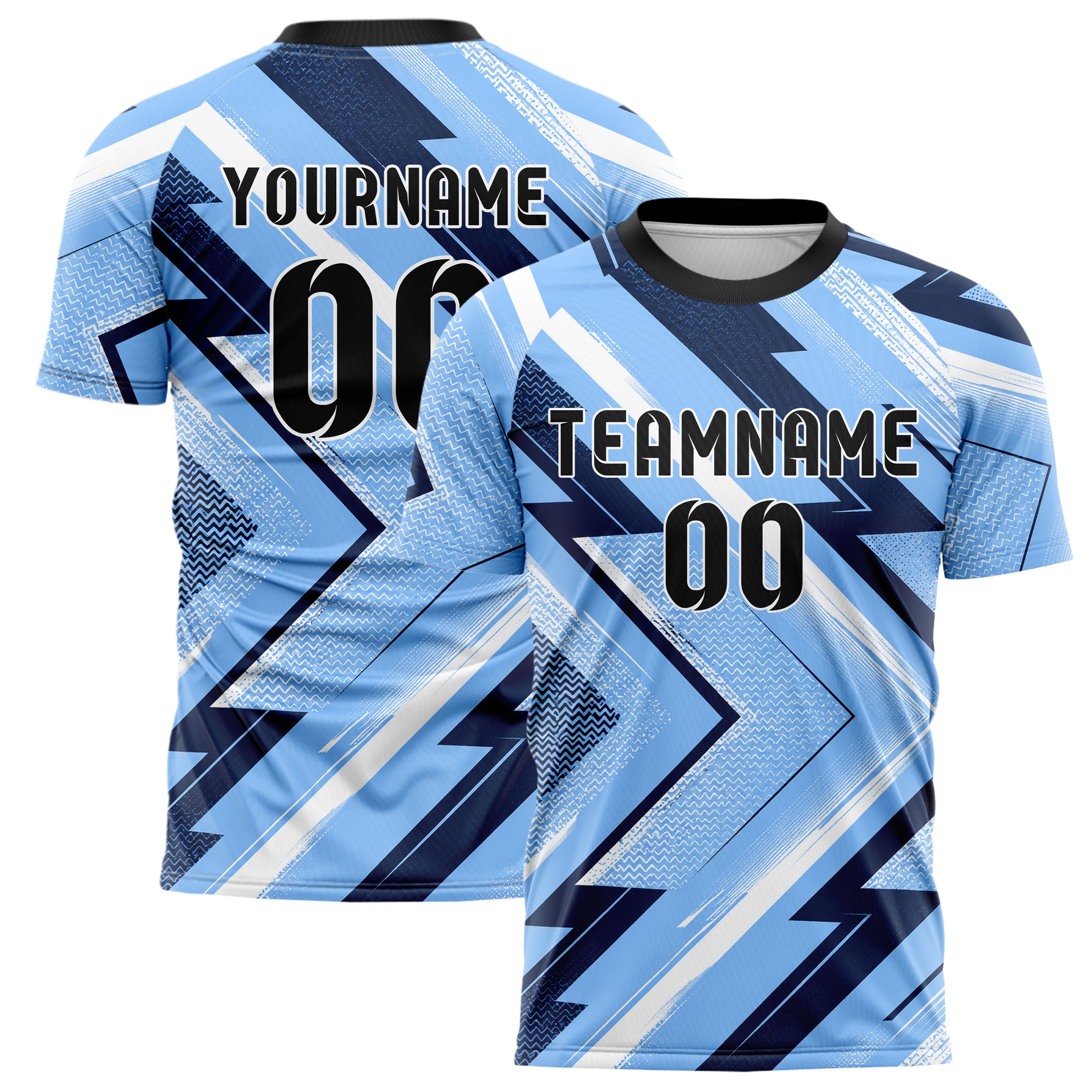 Hellblau klassisches Streifen Chevron Streifen Design 13-0103 individuelles Fußballtrikot main