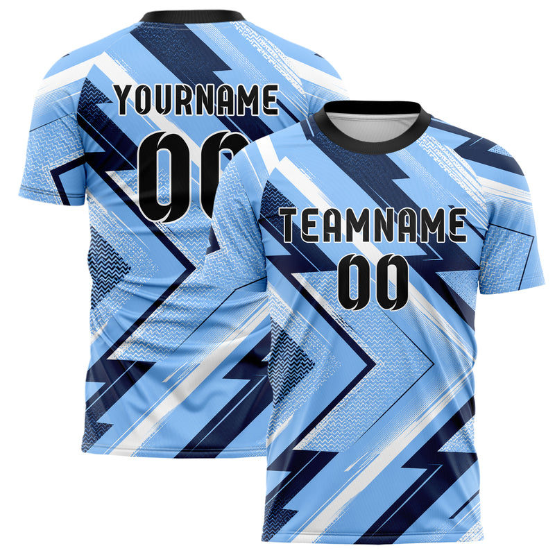 Hellblau klassisches Streifen Chevron Streifen Design 13-0103 individuelles Fußballtrikot main