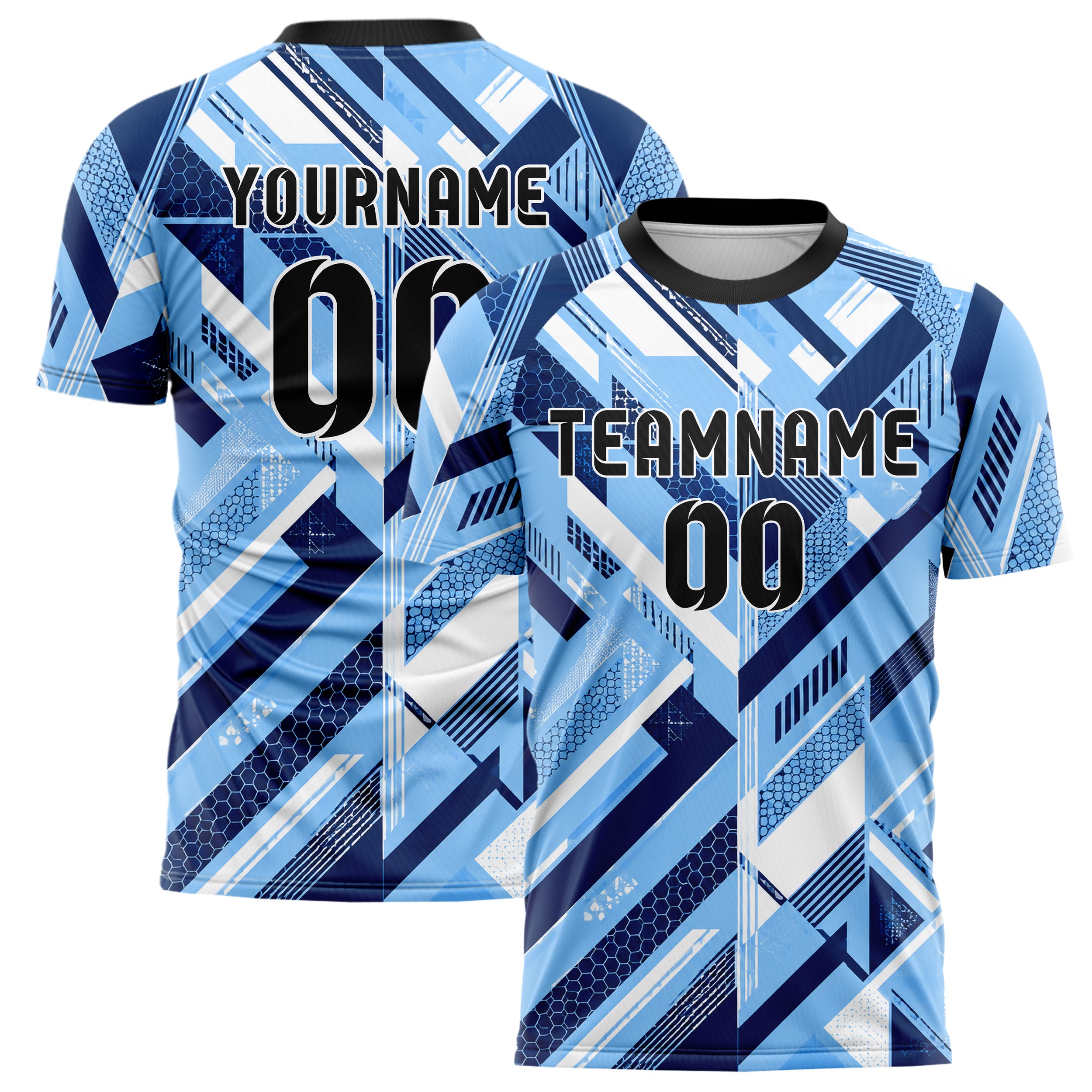 Hellblau klassisches Streifen interlocking diagonal Grid Design 13-0052 individuelles Fußballtrikot main