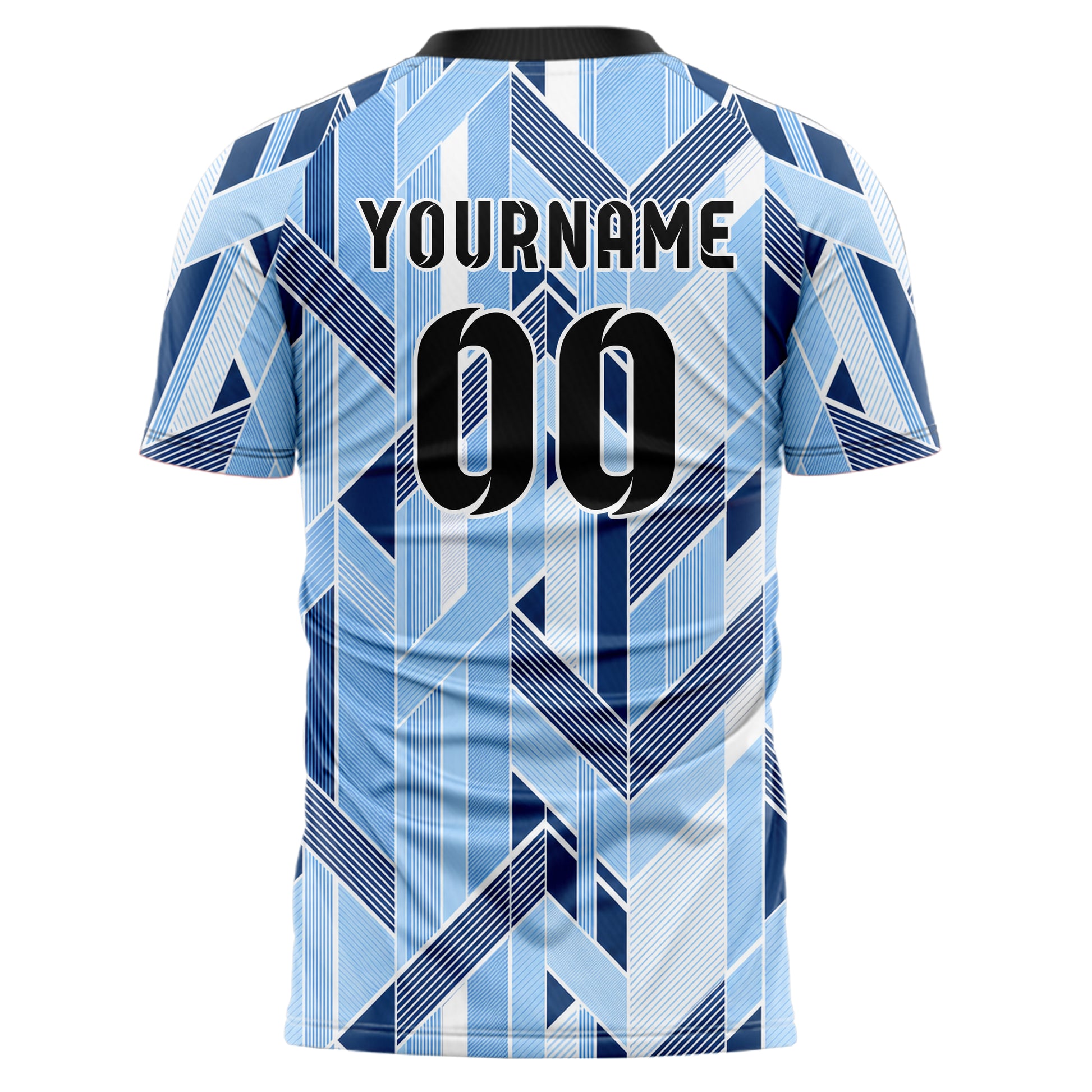Hellblau klassisches Streifen interlocking diagonal Grid Design 13-0070 individuelles Fußballtrikot back