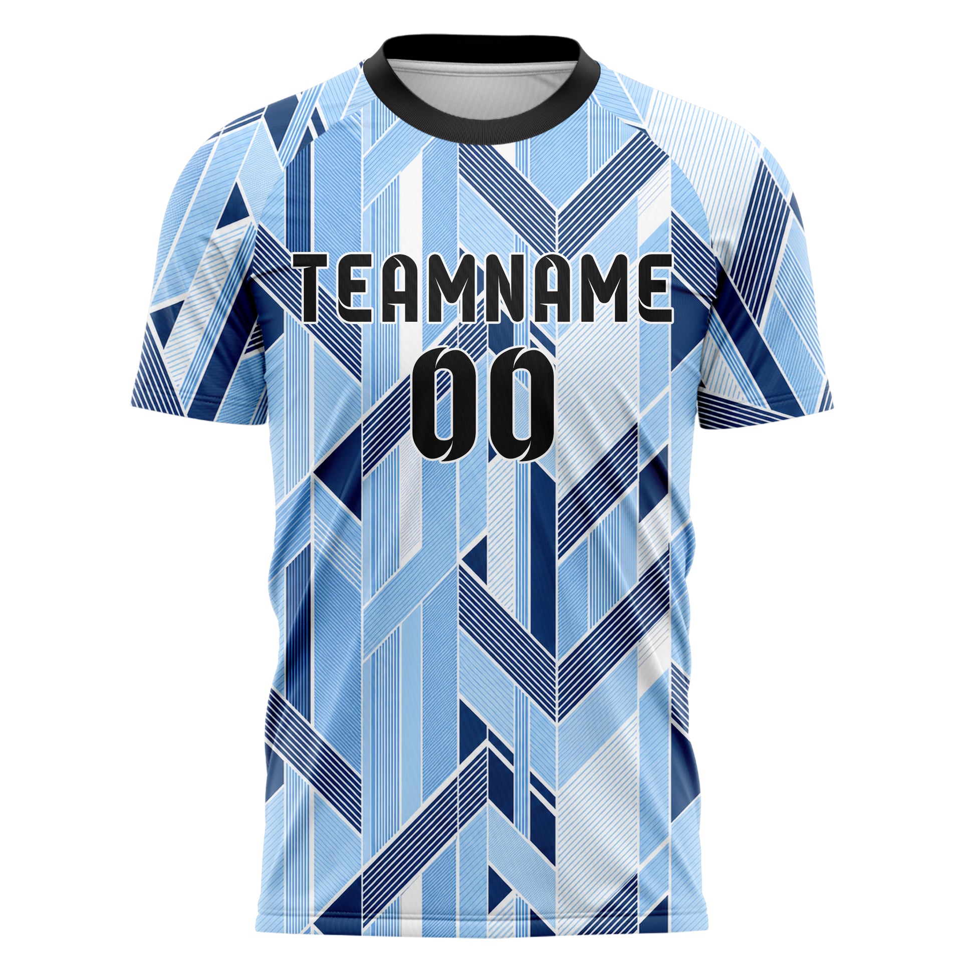 Hellblau klassisches Streifen interlocking diagonal Grid Design 13-0070 individuelles Fußballtrikot front