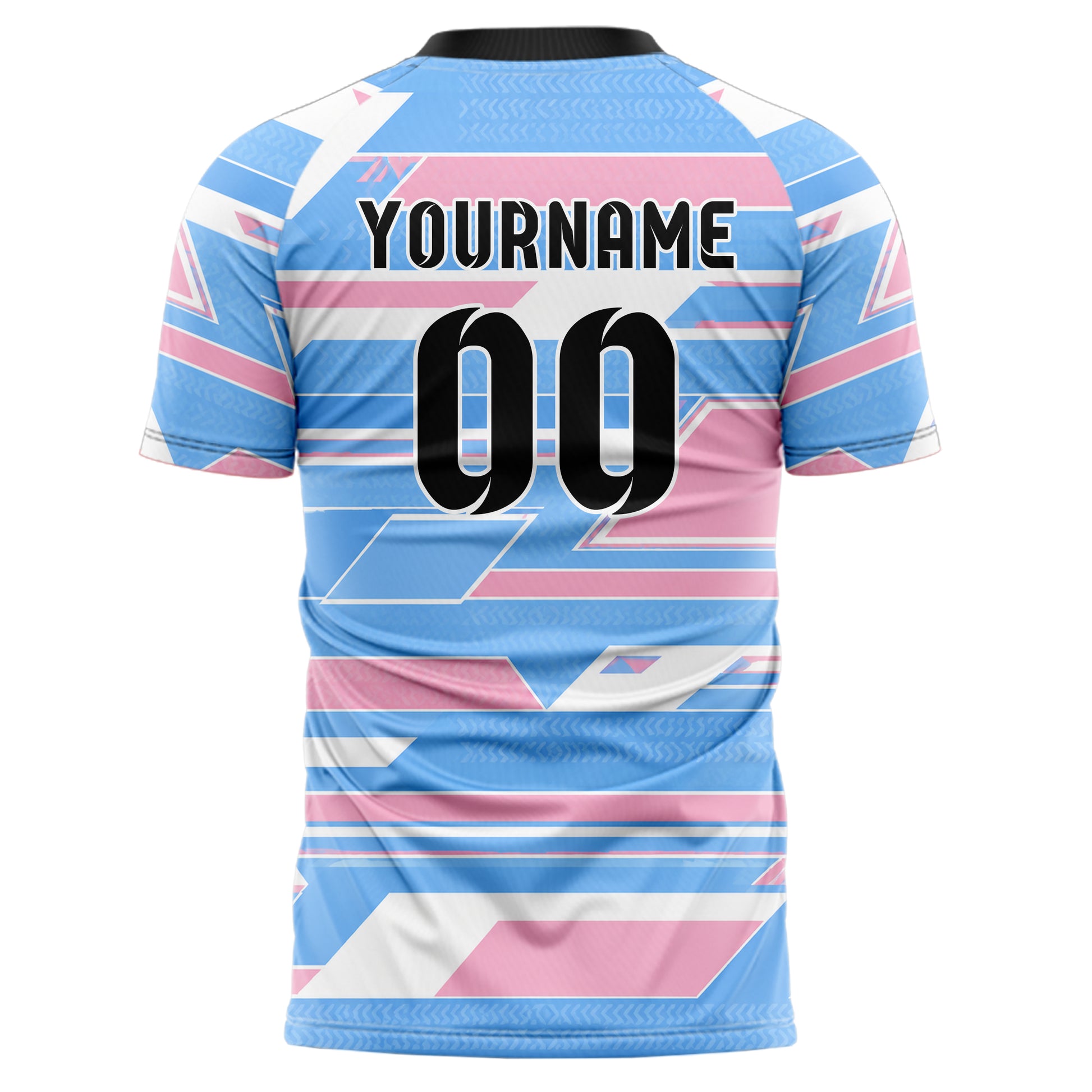 Himmelblau pastelliges Streifen Streifen mit Polygon Akzenten Design 13-0131 individuelles Fußballtrikot back