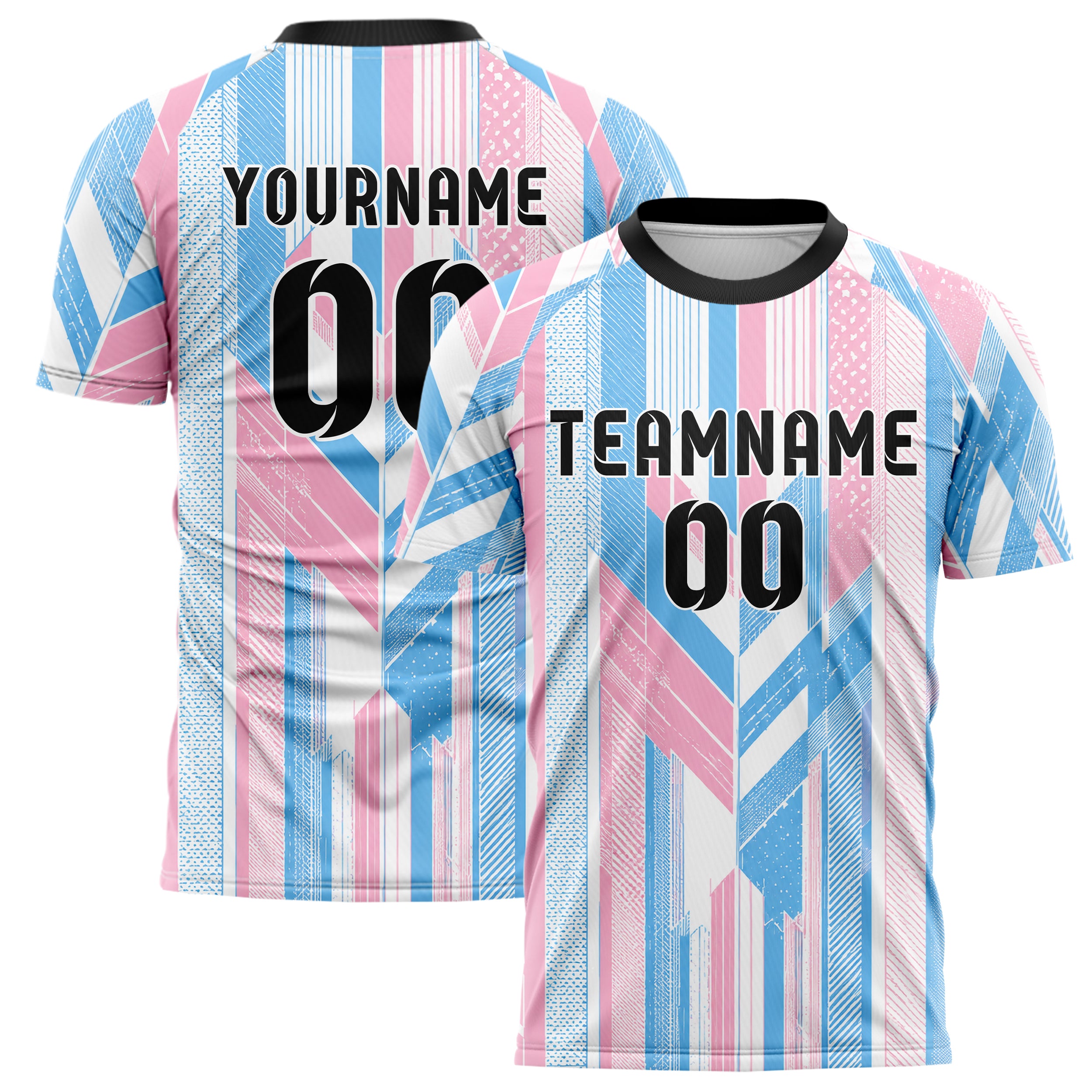 Himmelblau pastelliges Streifen vertikale Baender Design 13-0014 individuelles Fußballtrikot main