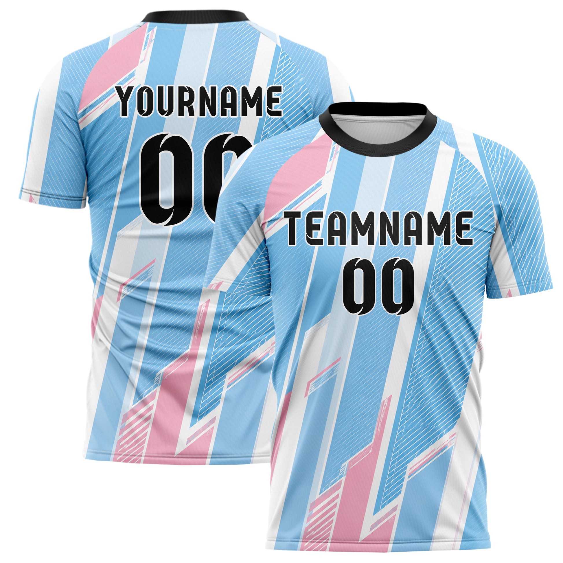 Himmelblau pastelliges Streifen vertikale Baender Design 13-0098 individuelles Fußballtrikot main