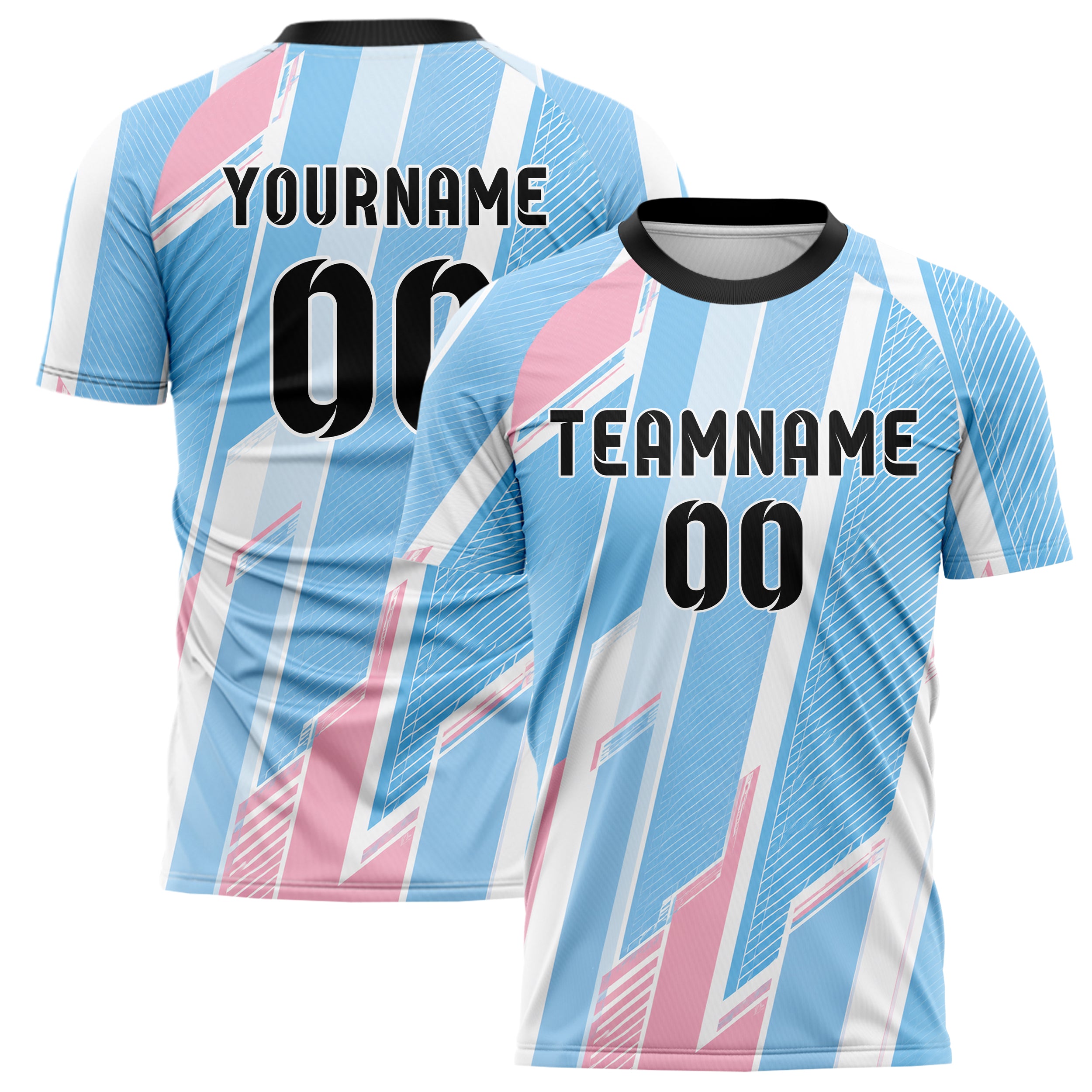 Himmelblau pastelliges Streifen vertikale Baender Design 13-0098 individuelles Fußballtrikot main