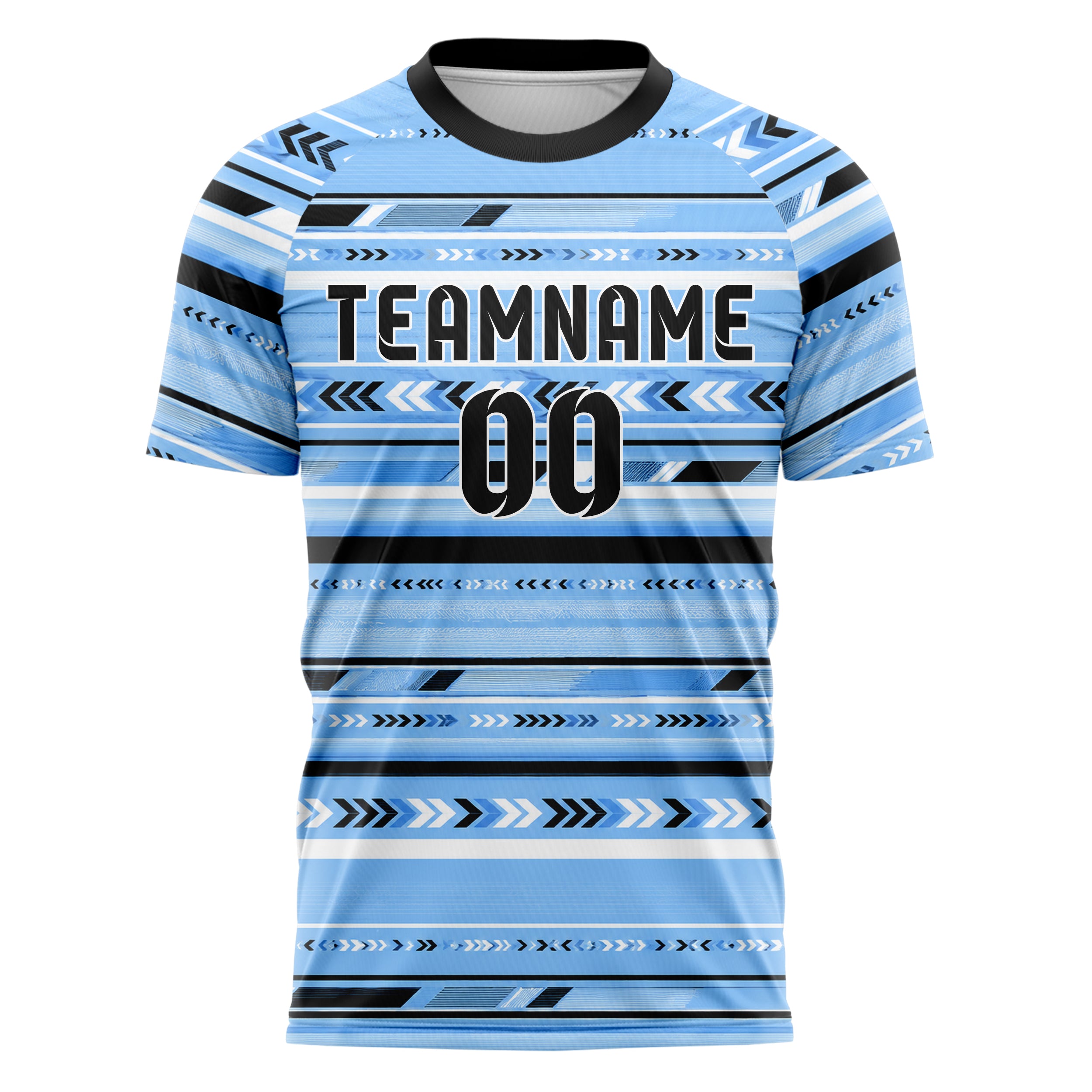 Puderblau lebendiges Streifen horizontale Baender Design 13-0111 individuelles Fußballtrikot front