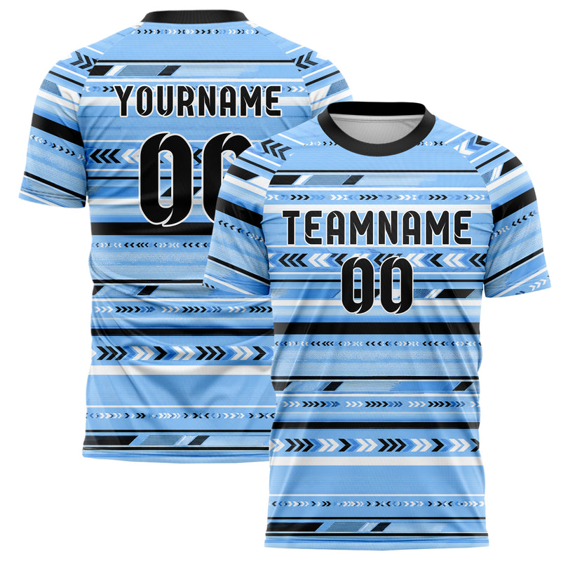 Puderblau lebendiges Streifen horizontale Baender Design 13-0111 individuelles Fußballtrikot main