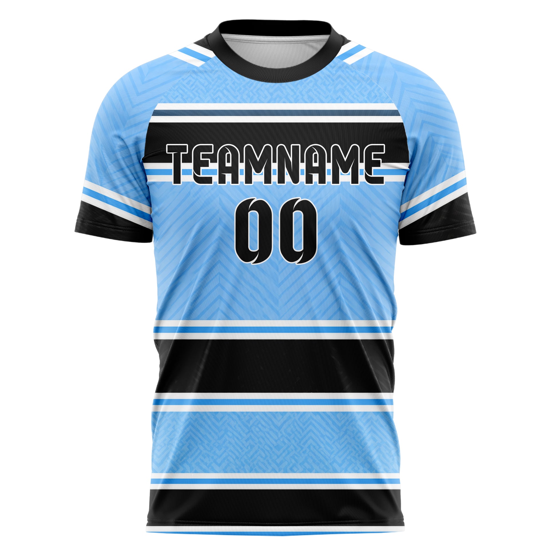 Puderblau lebendiges Streifen horizontale Baender Design 13-0147 individuelles Fußballtrikot front