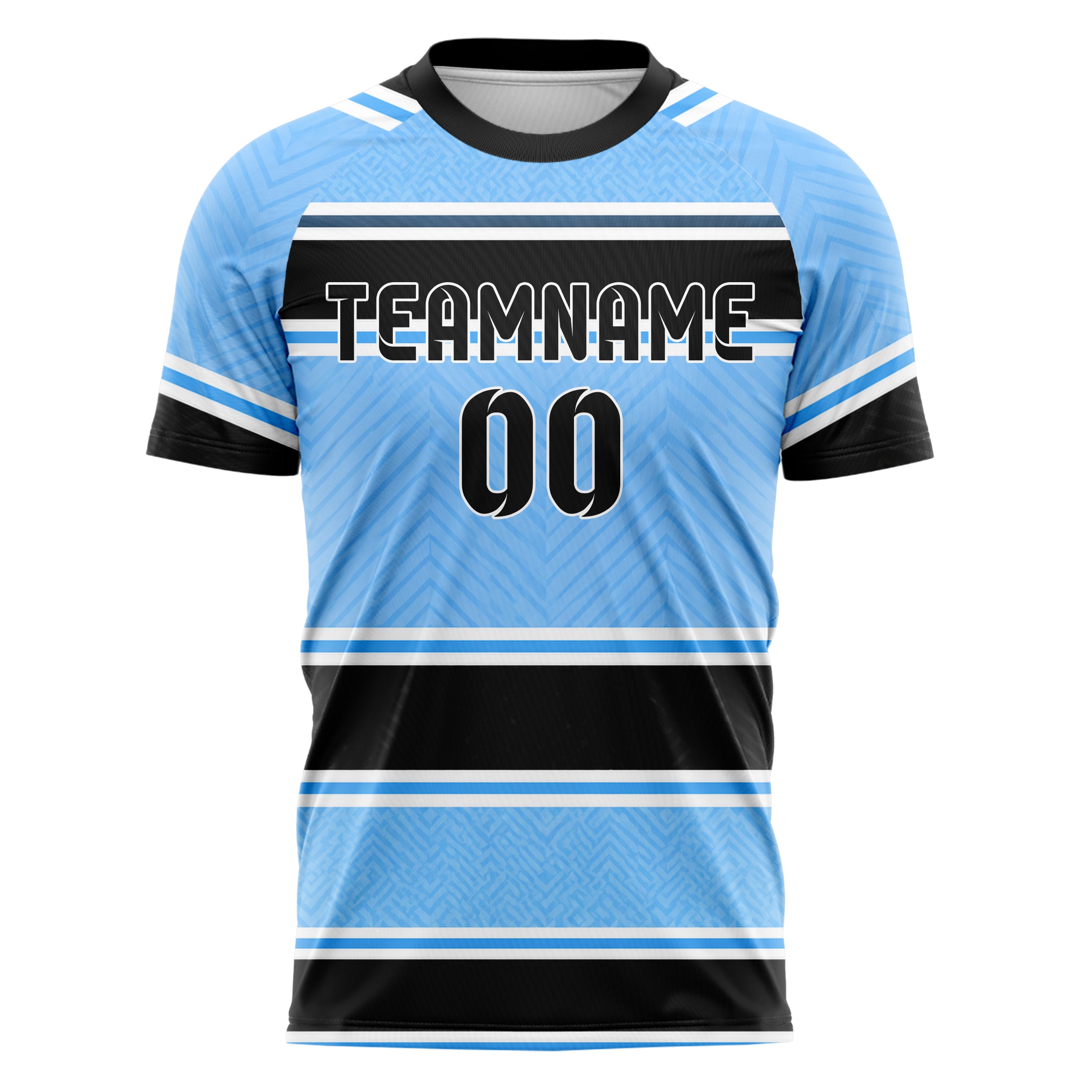 Puderblau lebendiges Streifen horizontale Baender Design 13-0147 individuelles Fußballtrikot front