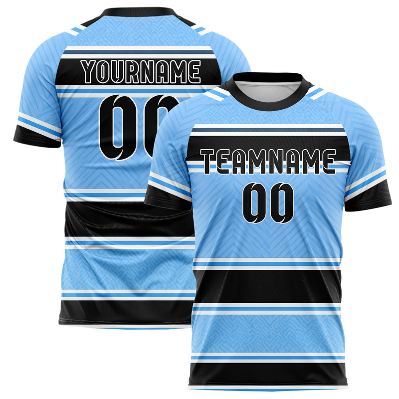 Puderblau lebendiges Streifen horizontale Baender Design 13-0147 individuelles Fußballtrikot main