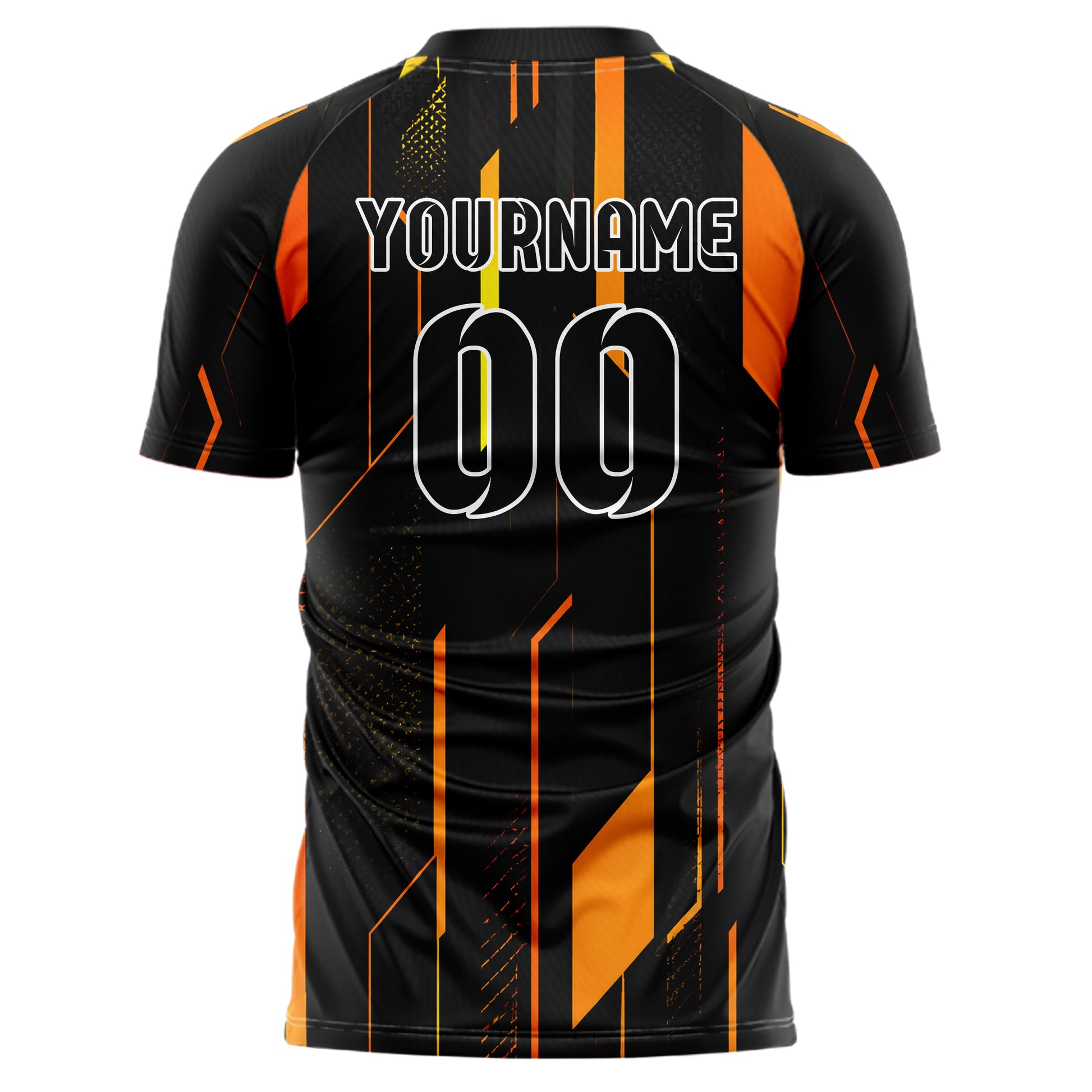 Schwarz dunkles Streifen Streifen mit Polygon Akzenten Design 13-0077 individuelles Fußballtrikot back