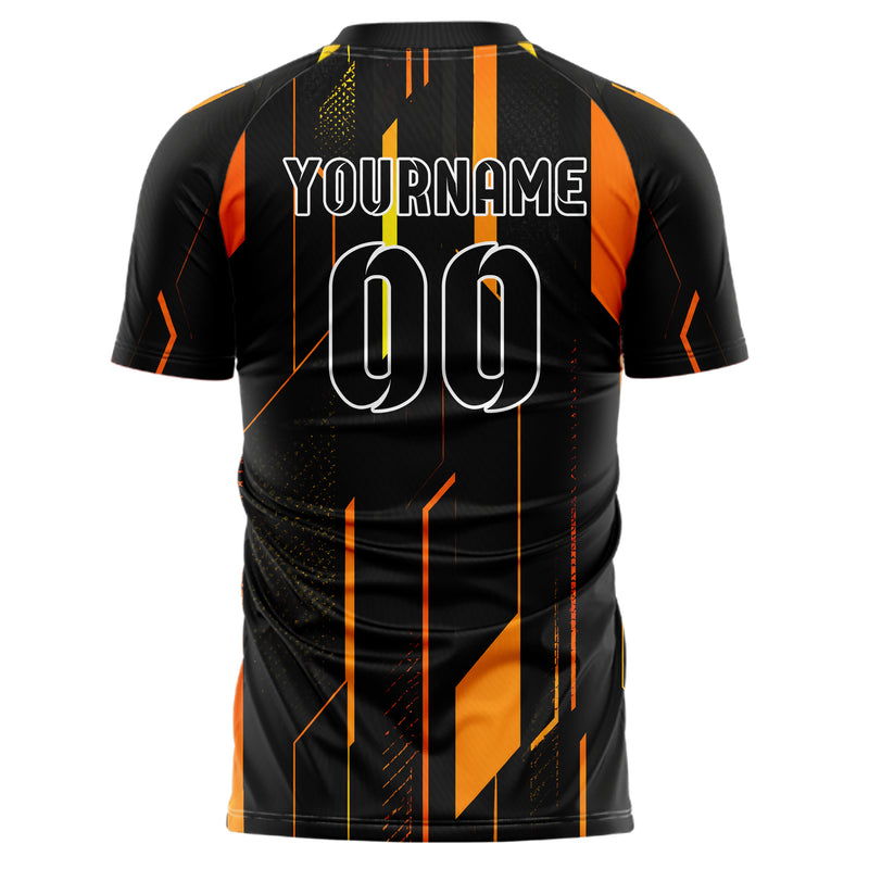 Schwarz dunkles Streifen Streifen mit Polygon Akzenten Design 13-0077 individuelles Fußballtrikot back