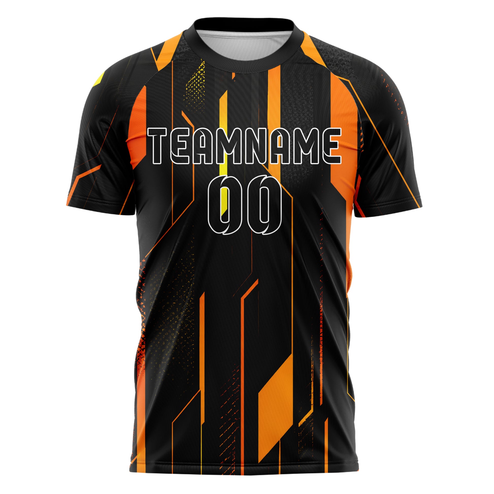 Schwarz dunkles Streifen Streifen mit Polygon Akzenten Design 13-0077 individuelles Fußballtrikot front