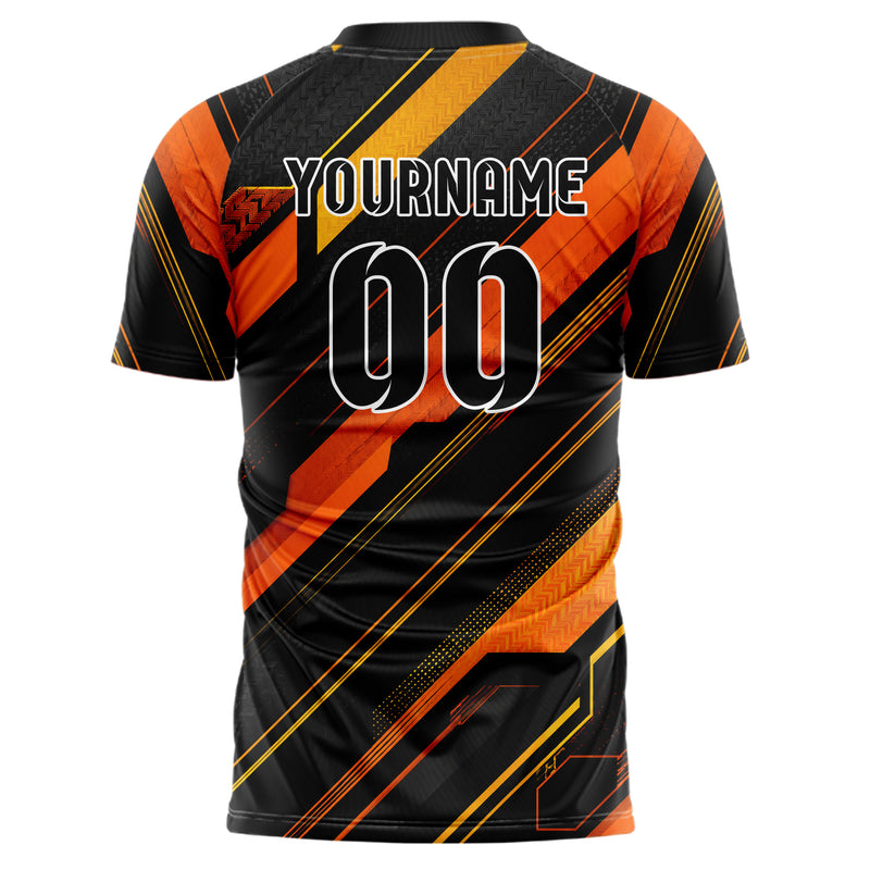 Schwarz dunkles Streifen Streifen mit Polygon Akzenten Design 13-0083 individuelles Fußballtrikot back