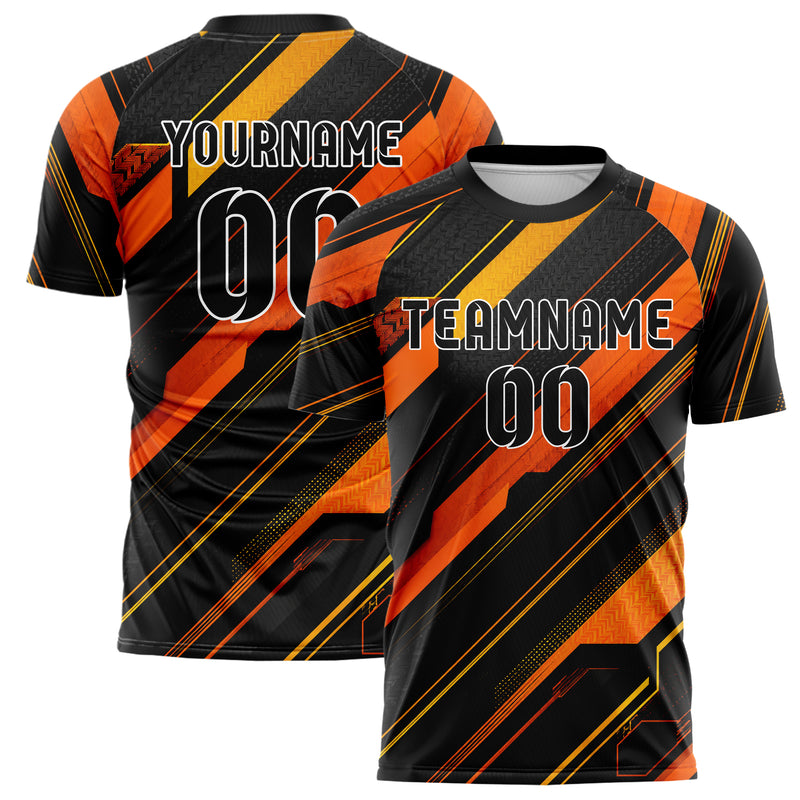 Schwarz dunkles Streifen Streifen mit Polygon Akzenten Design 13-0083 individuelles Fußballtrikot main