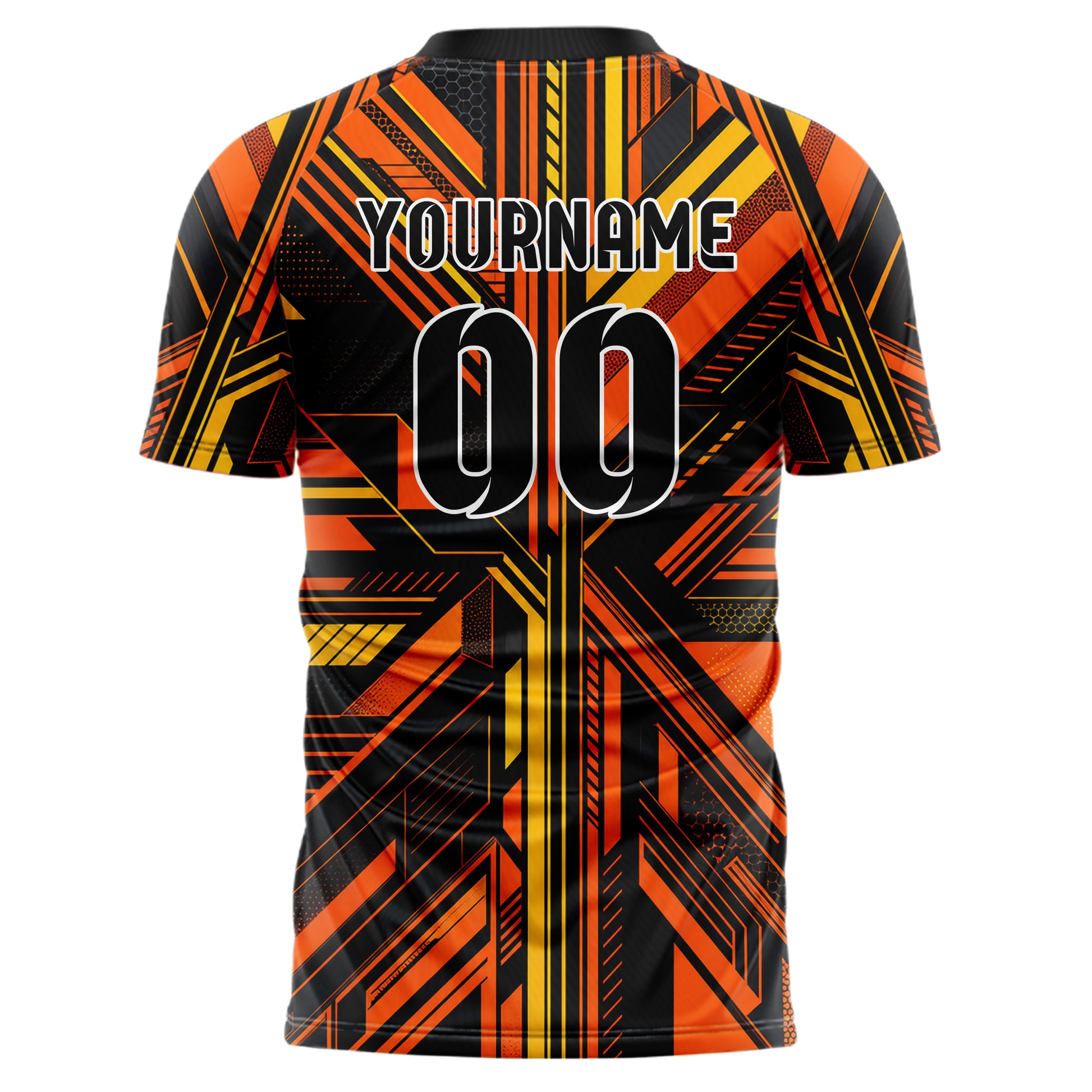 Schwarz dunkles Streifen Streifen mit Polygon Akzenten Design 13-0143 individuelles Fußballtrikot back