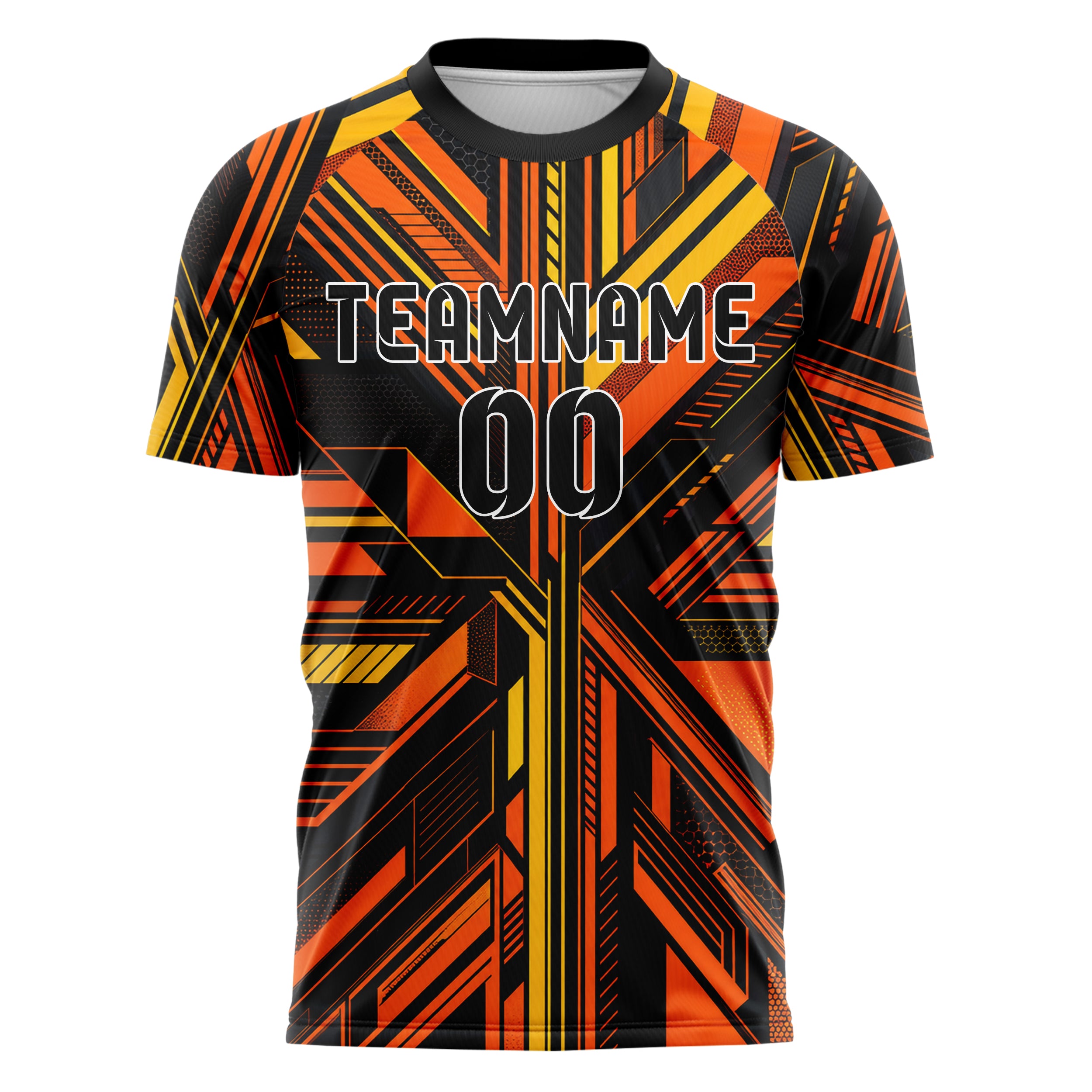 Schwarz dunkles Streifen Streifen mit Polygon Akzenten Design 13-0143 individuelles Fußballtrikot front
