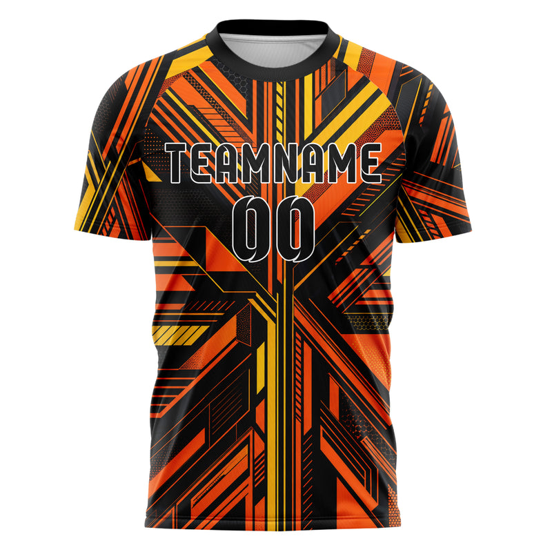 Schwarz dunkles Streifen Streifen mit Polygon Akzenten Design 13-0143 individuelles Fußballtrikot front