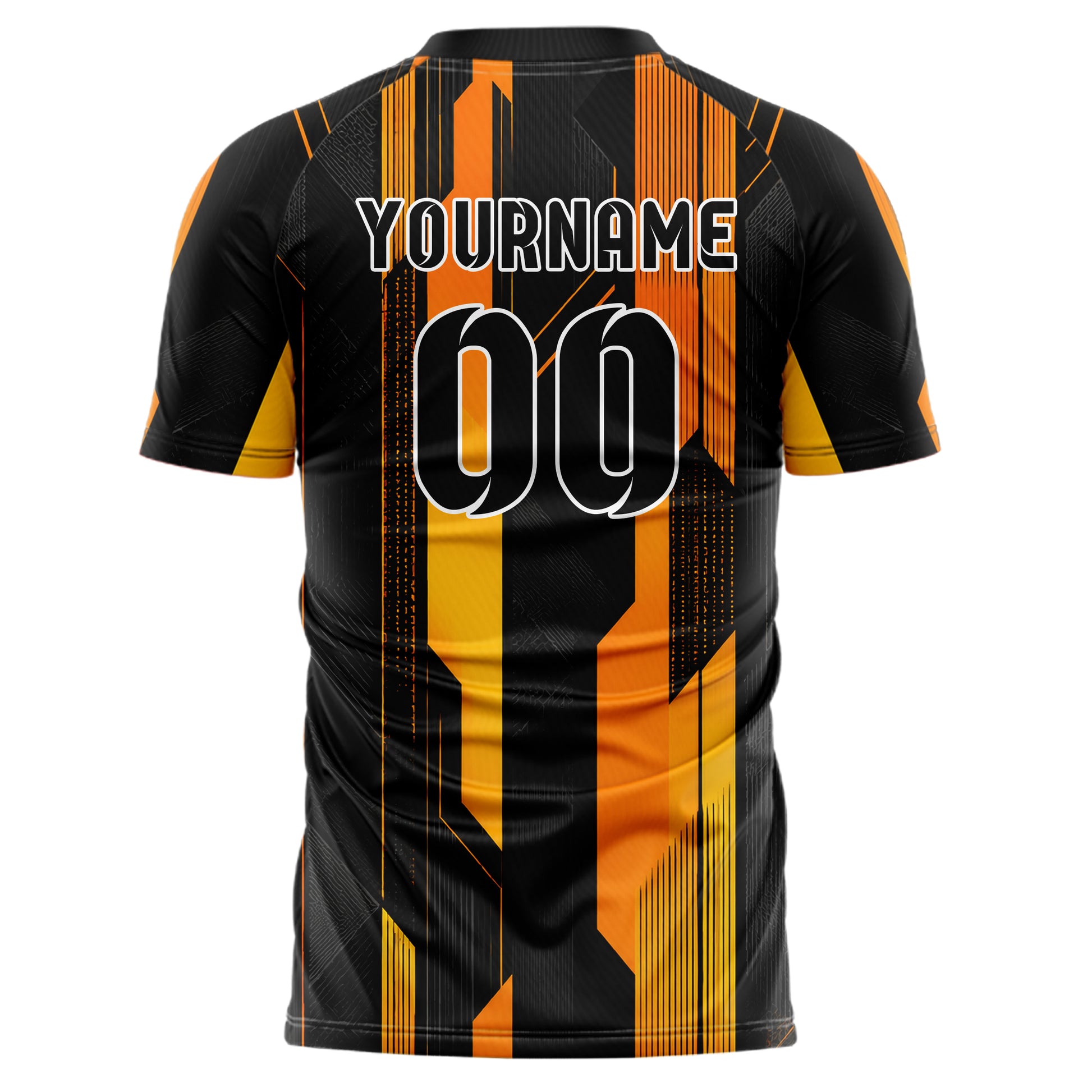 Schwarz dunkles Streifen vertikale Baender Design 13-0050 individuelles Fußballtrikot back