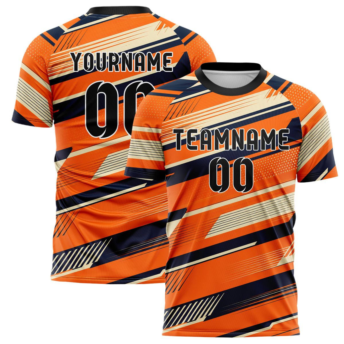 Bay Orange lebendiges Streifen horizontale Baender Design 13-0045 individuelles Fußballtrikot main