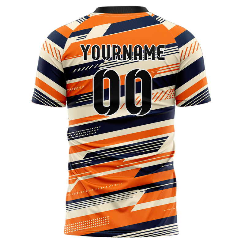 Bay Orange lebendiges Streifen horizontale Baender Design 13-0057 individuelles Fußballtrikot back