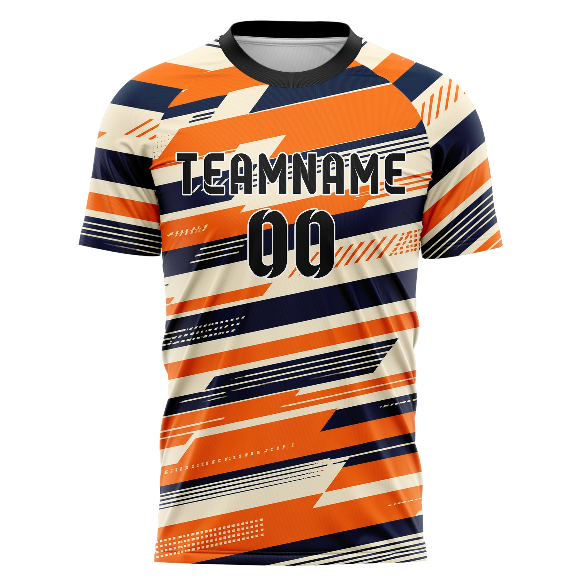 Bay Orange lebendiges Streifen horizontale Baender Design 13-0057 individuelles Fußballtrikot front