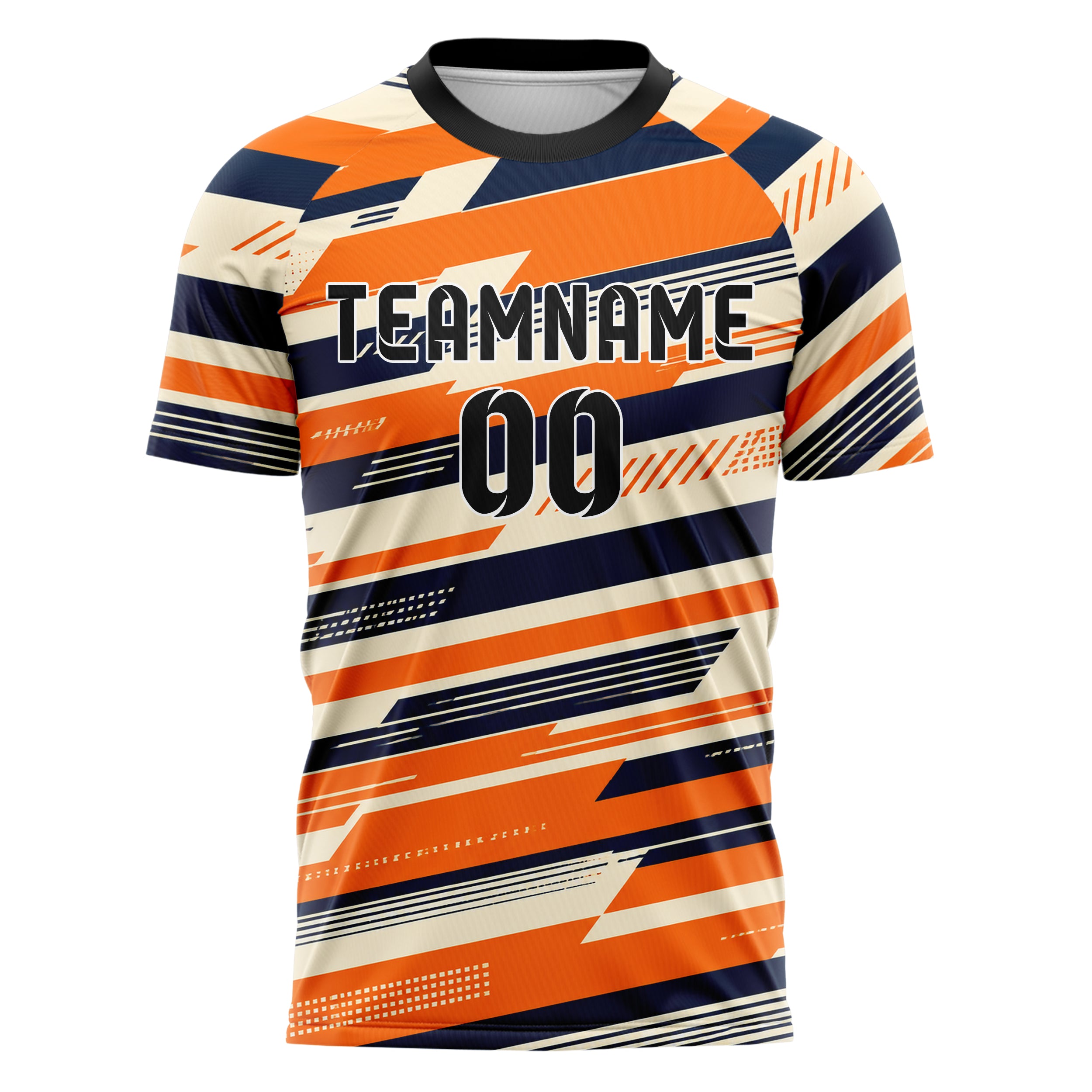 Bay Orange lebendiges Streifen horizontale Baender Design 13-0057 individuelles Fußballtrikot front