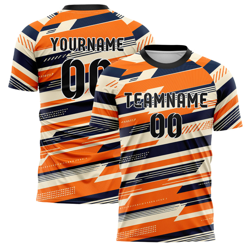 Bay Orange lebendiges Streifen horizontale Baender Design 13-0057 individuelles Fußballtrikot main