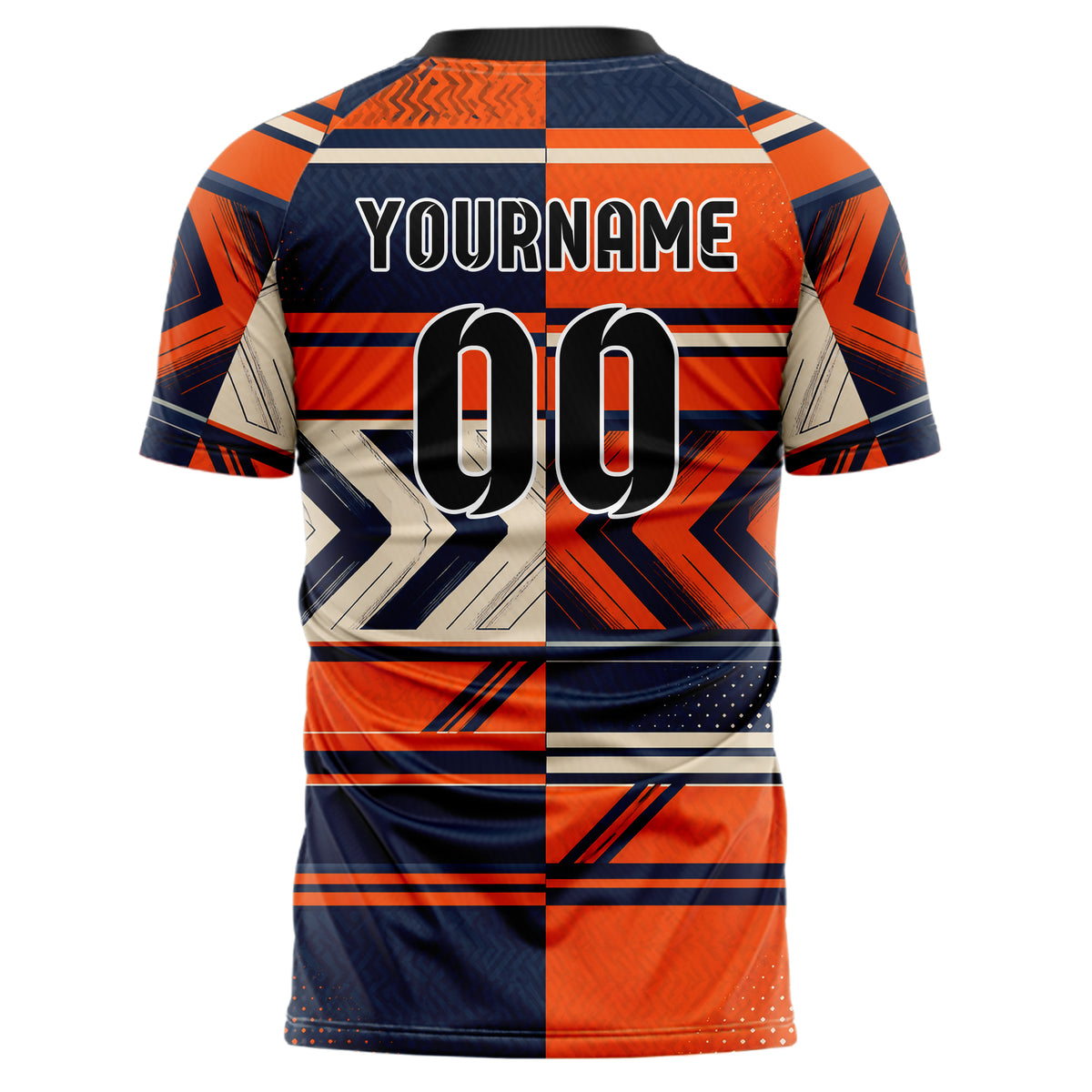 Bay Orange lebendiges Streifen horizontale Baender Design 13-0135 individuelles Fußballtrikot back
