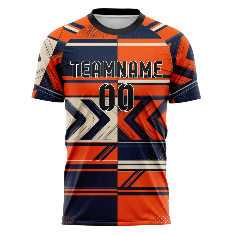 Bay Orange lebendiges Streifen horizontale Baender Design 13-0135 individuelles Fußballtrikot front