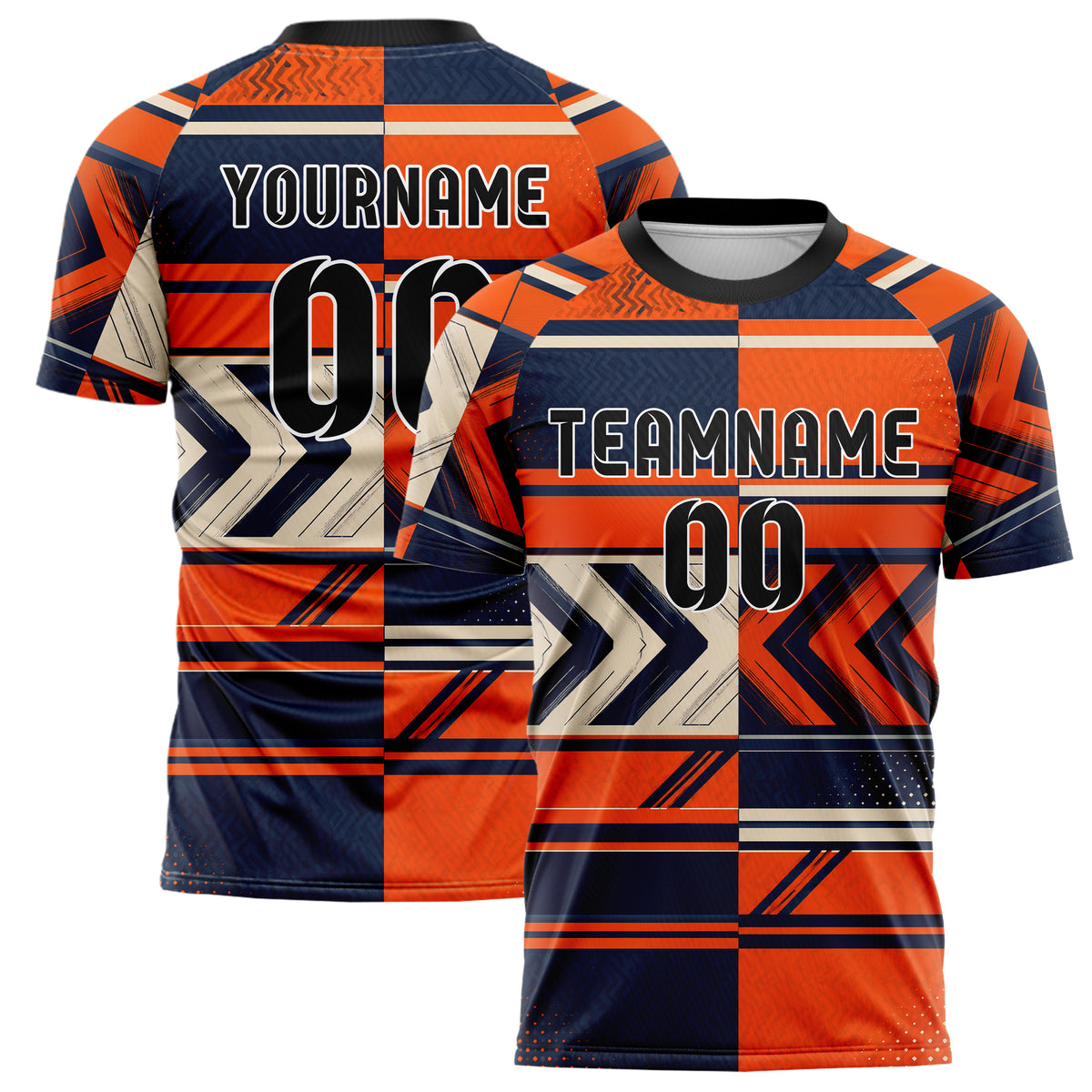 Bay Orange lebendiges Streifen horizontale Baender Design 13-0135 individuelles Fußballtrikot main
