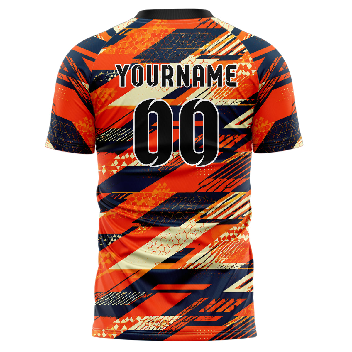 Bay Orange lebendiges Streifen breite diagonale Streifen Design 13-0072 individuelles Fußballtrikot back